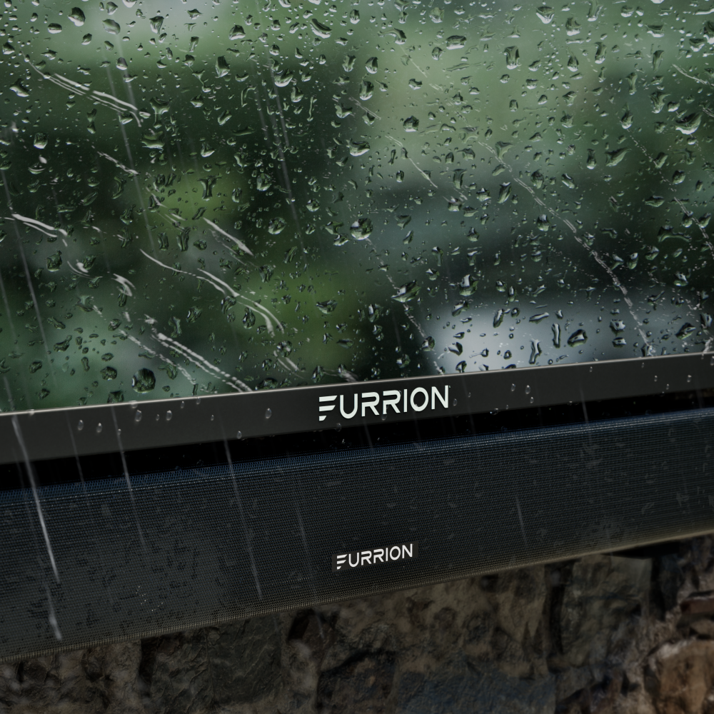 Furrion outdoor soundbar with an outdoor TV
