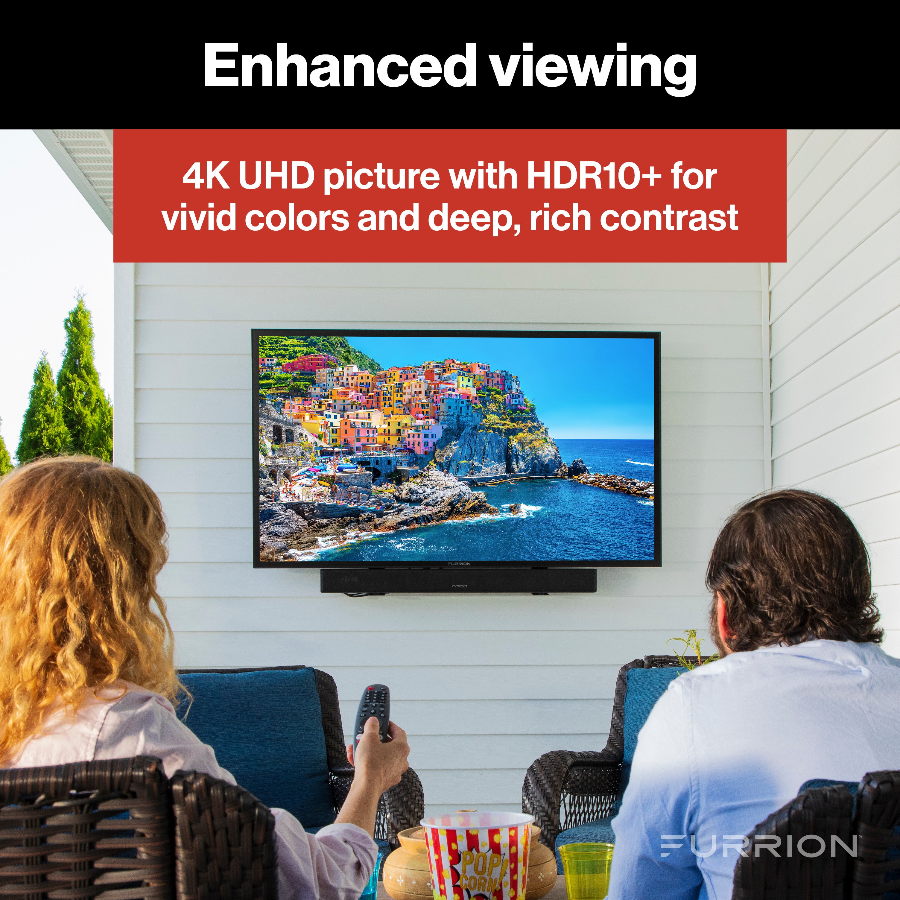 Furrion Aurora® Full-Sun Pro Series 4K UHD LED Outdoor Smart TV for Commercial & Residential Spaces