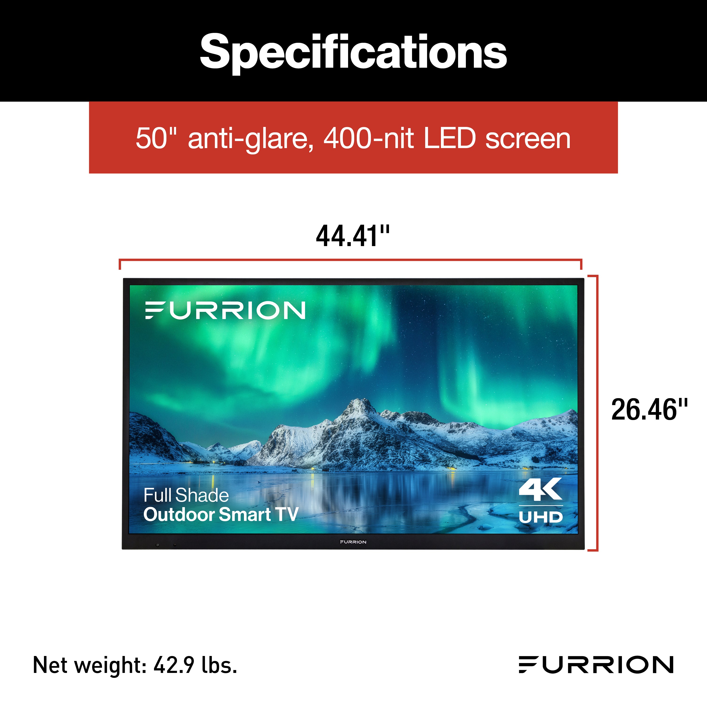 Furrion Aurora® Full-Shade 4K LED Outdoor Smart TV