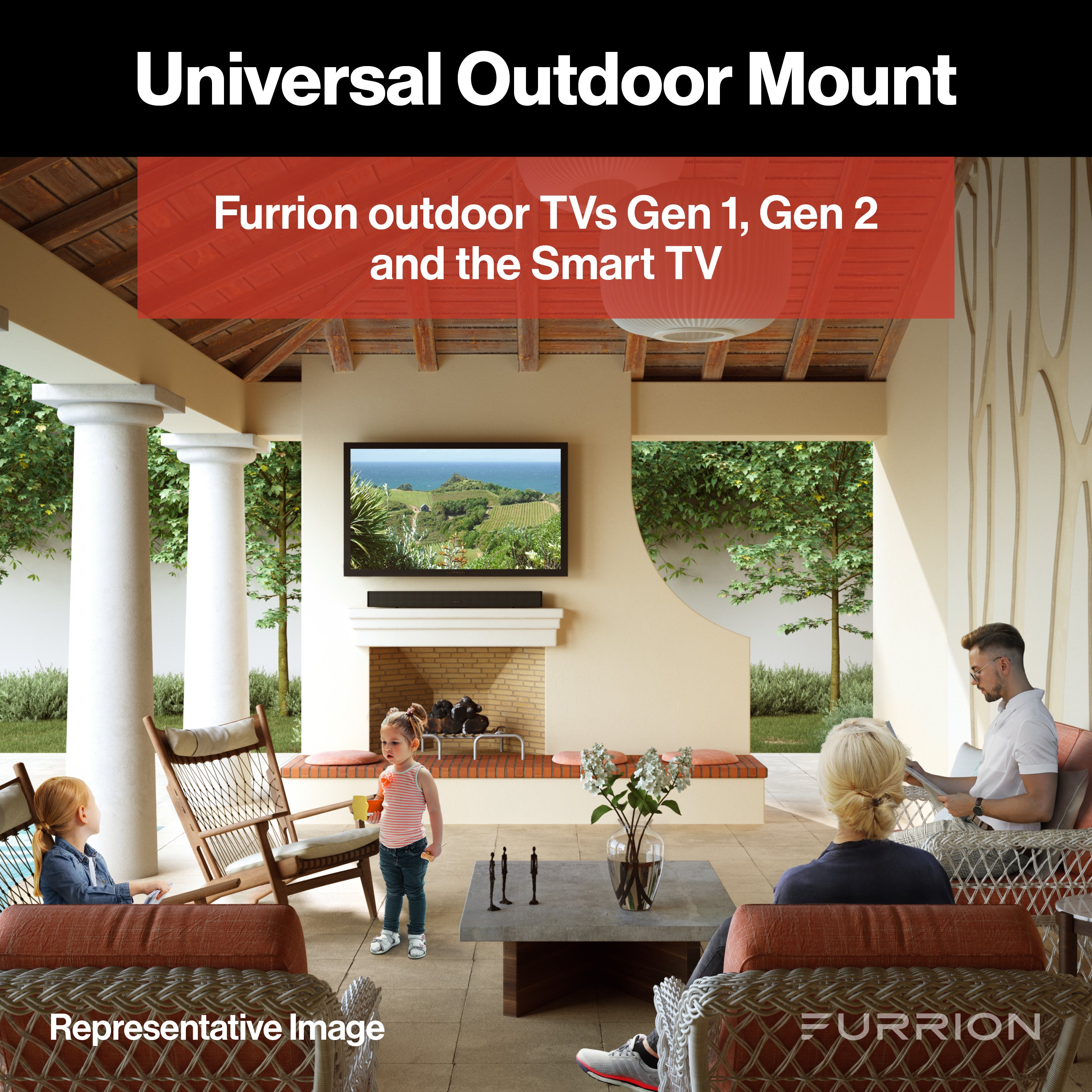Furrion Aurora Universal Outdoor Ceiling Full Motion Mount #F2AA003ABBK
