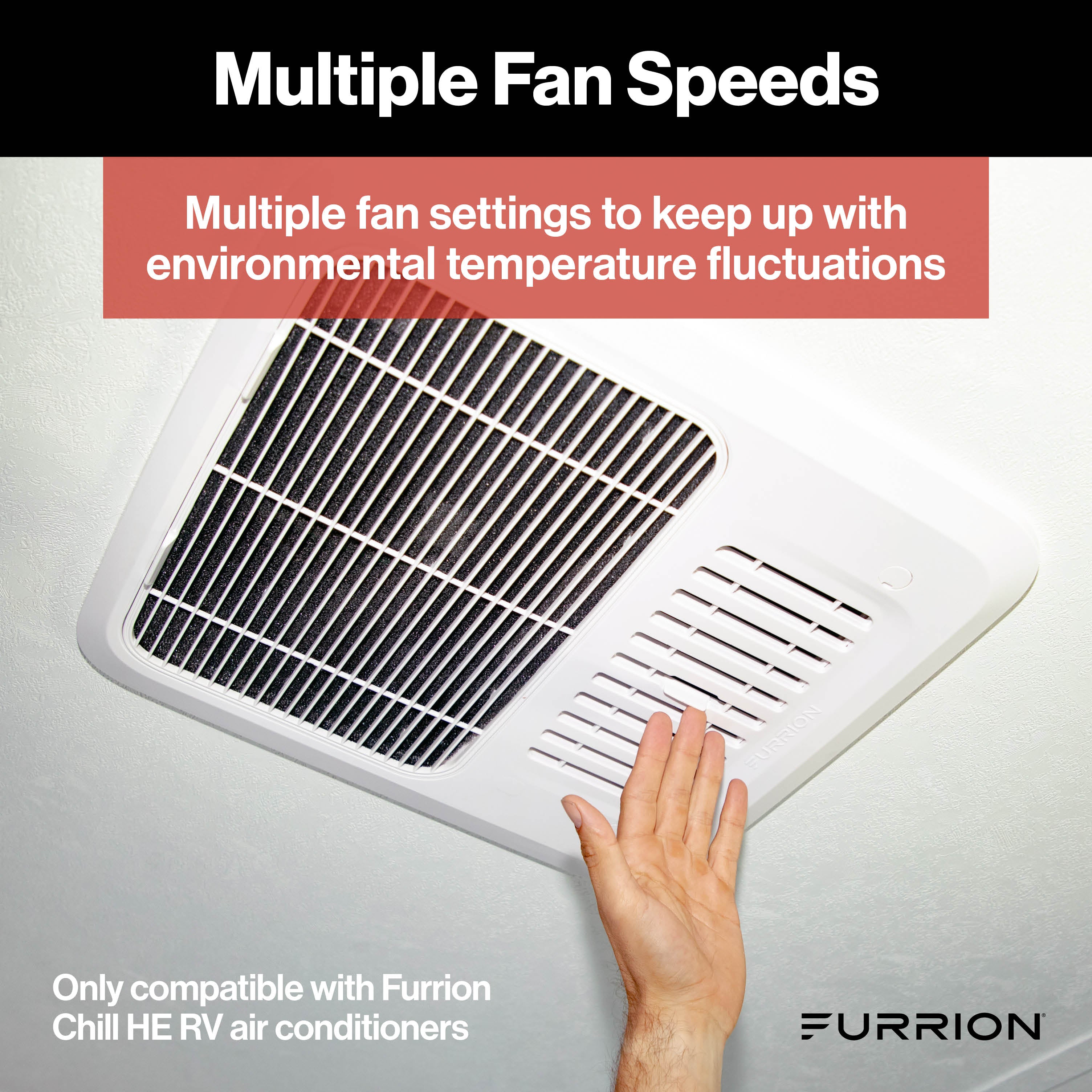 Furrion Chill® Single-Zone Basic Backlit LED Wall Thermostat - Black, 2 Fan Speeds (R32) #FACW10ESSA2-BL-AM