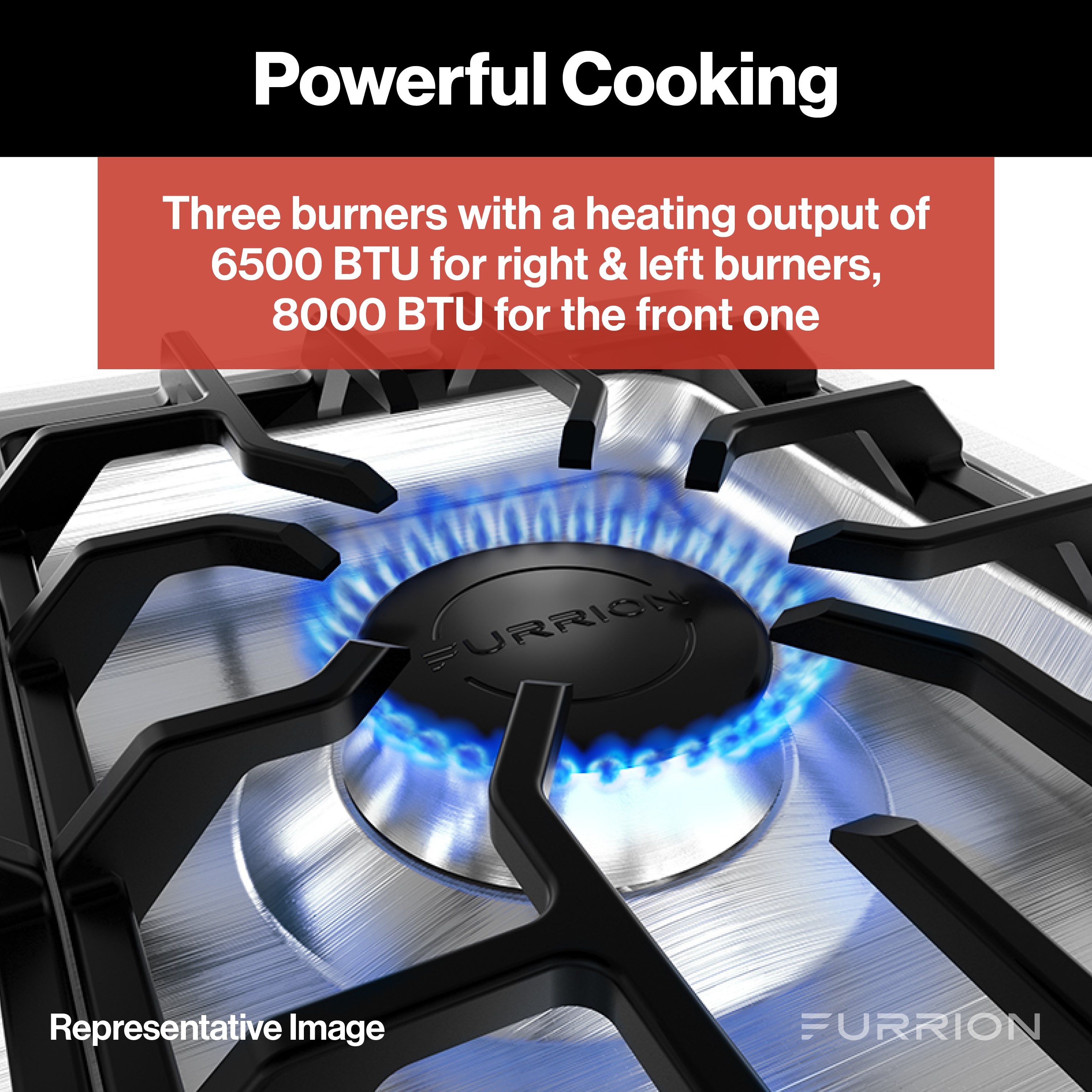 Furrion 3-Burner Gas RV Cooktop with Glass Cover - 20"