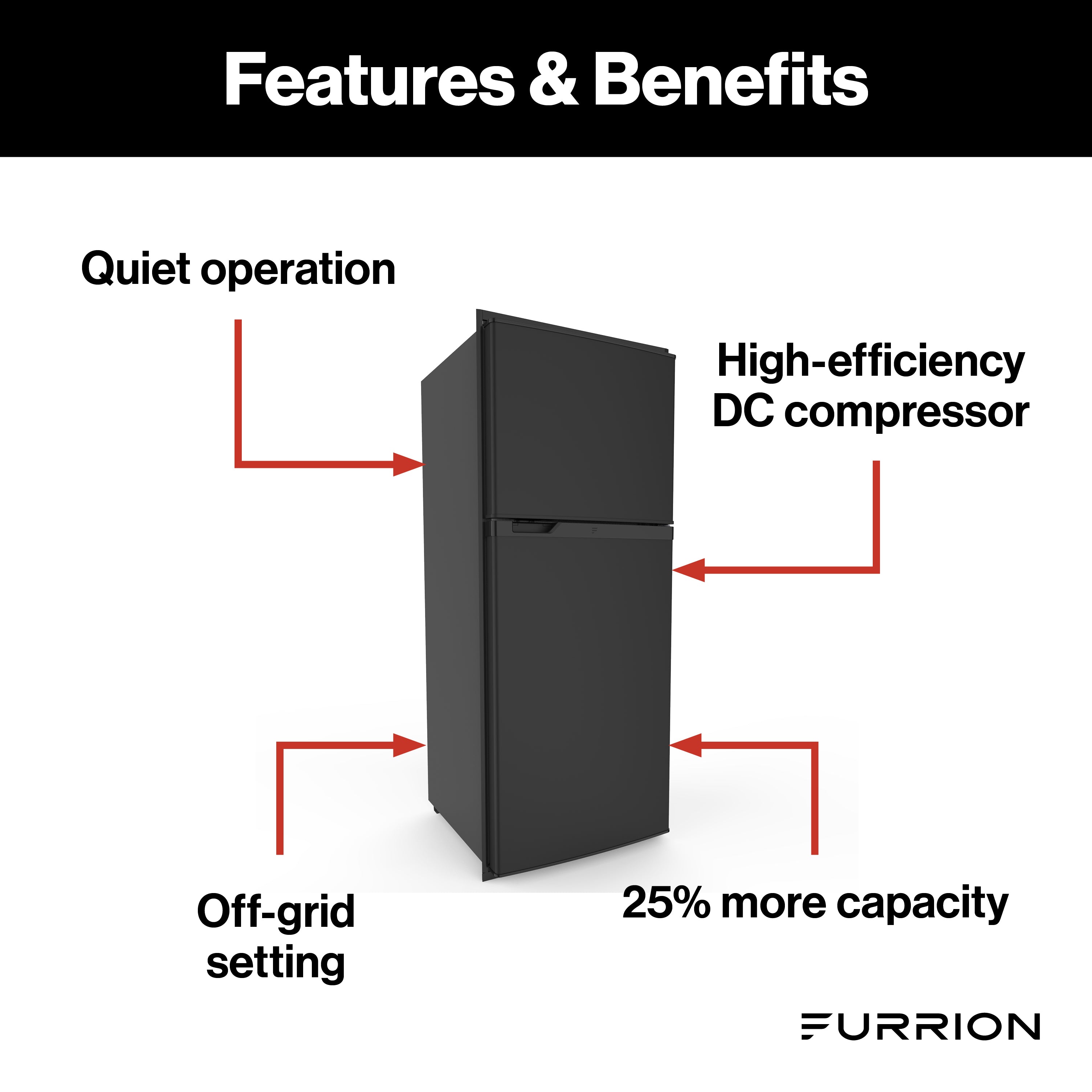Furrion Arctic® 12V RV Refrigerator - 10 cu. Ft, Framed Black