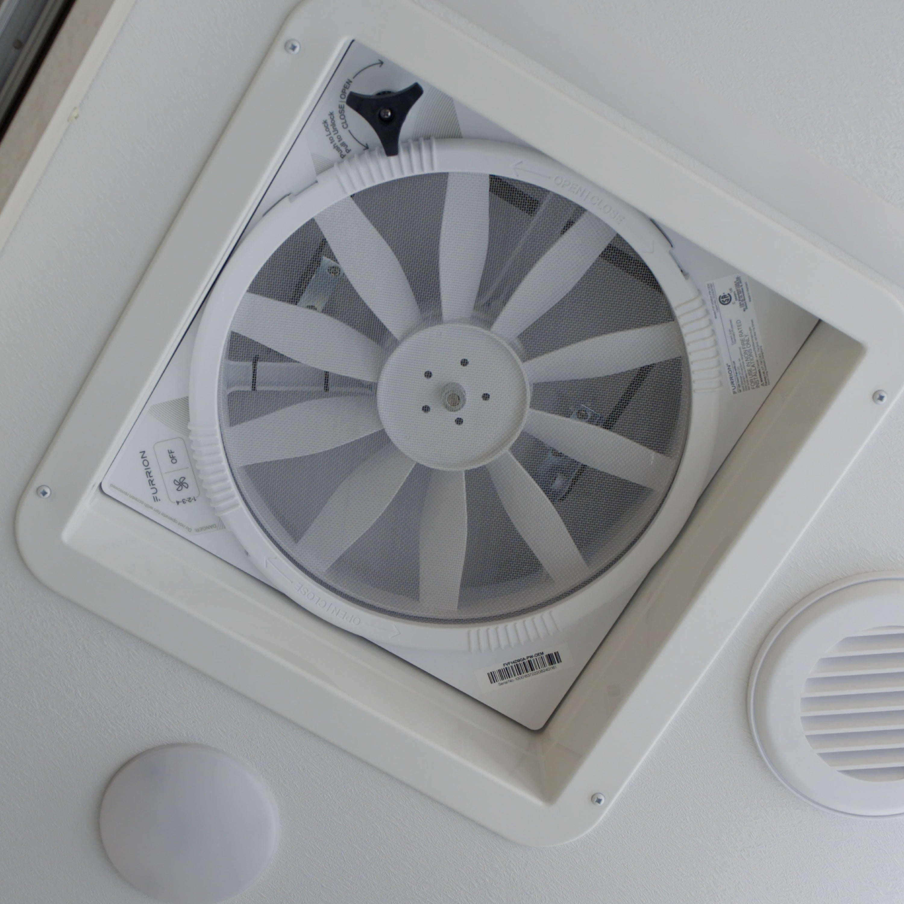 Furrion RV Roof Vent Fan with Lid Install Kit - 14" White #FVF14D90R6A-PS-AM