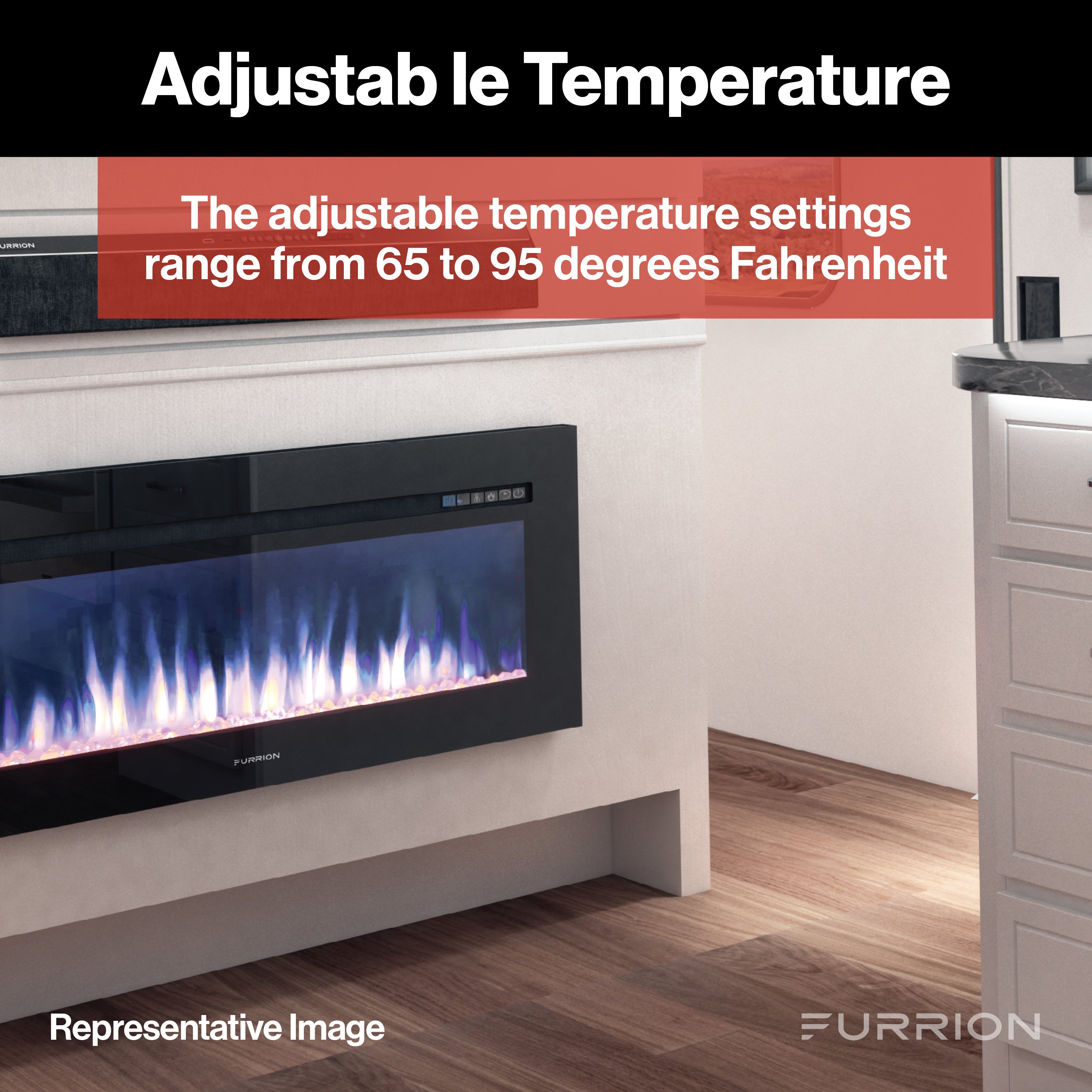 Furrion Built-In Electric RV Fireplace - Wood Platform