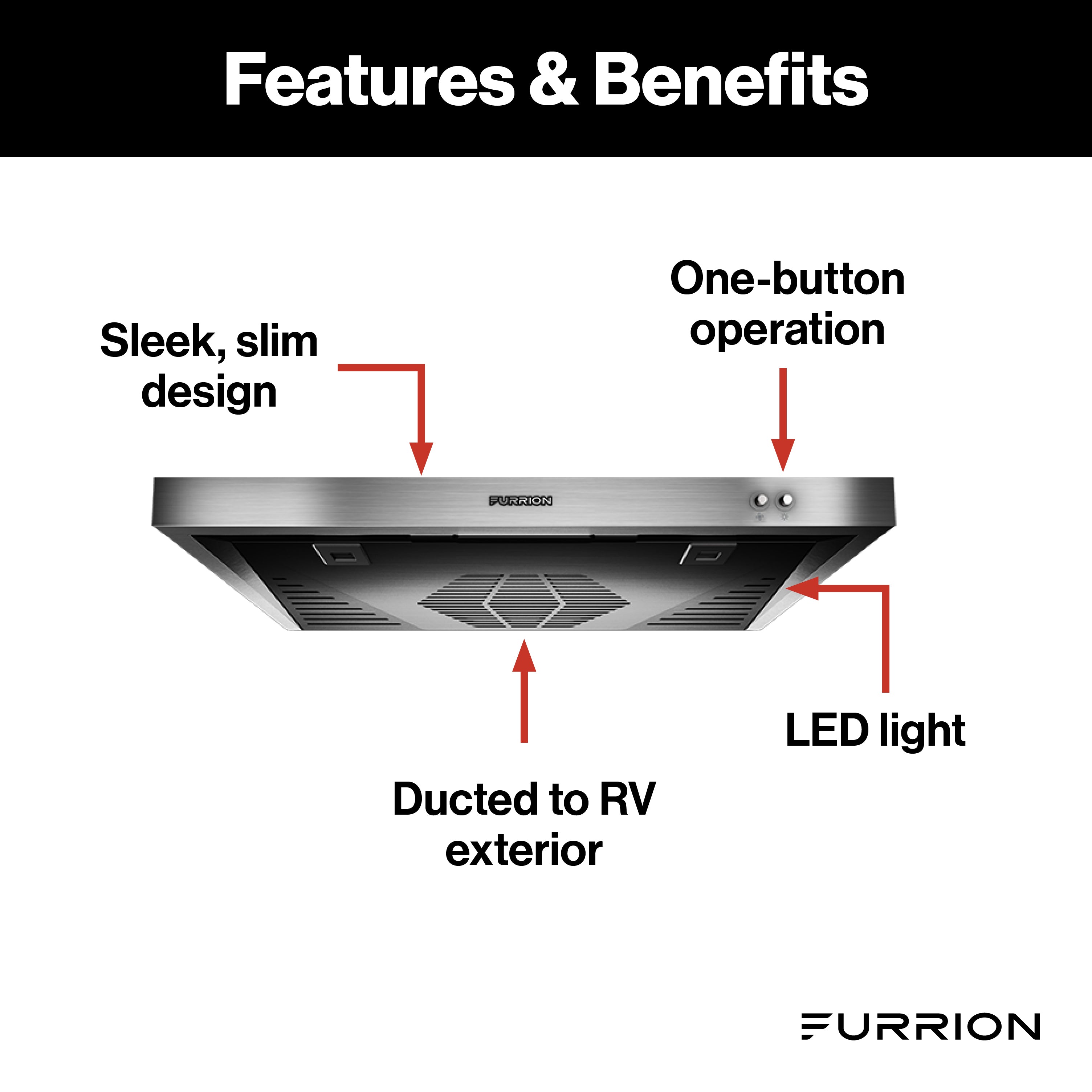 Furrion 12V Ductless RV Range Hood with Charcoal Filter12V-RANGE-HOOD-VENTLESS
