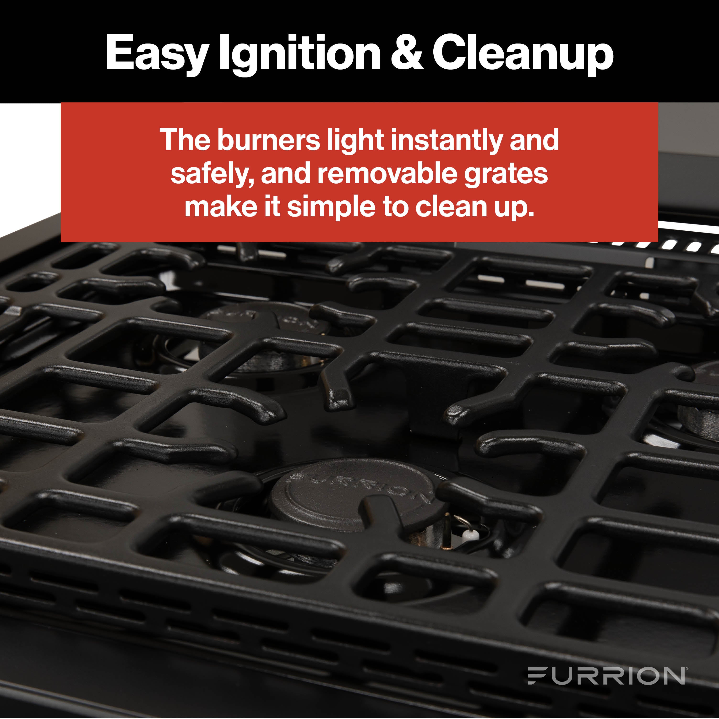 Furrion 3-Burner Gas RV Range with Flame Sense (FFD) - 21", Glass Cover 21-3-BURNER-ALL-GLASS-RANGE-FFD