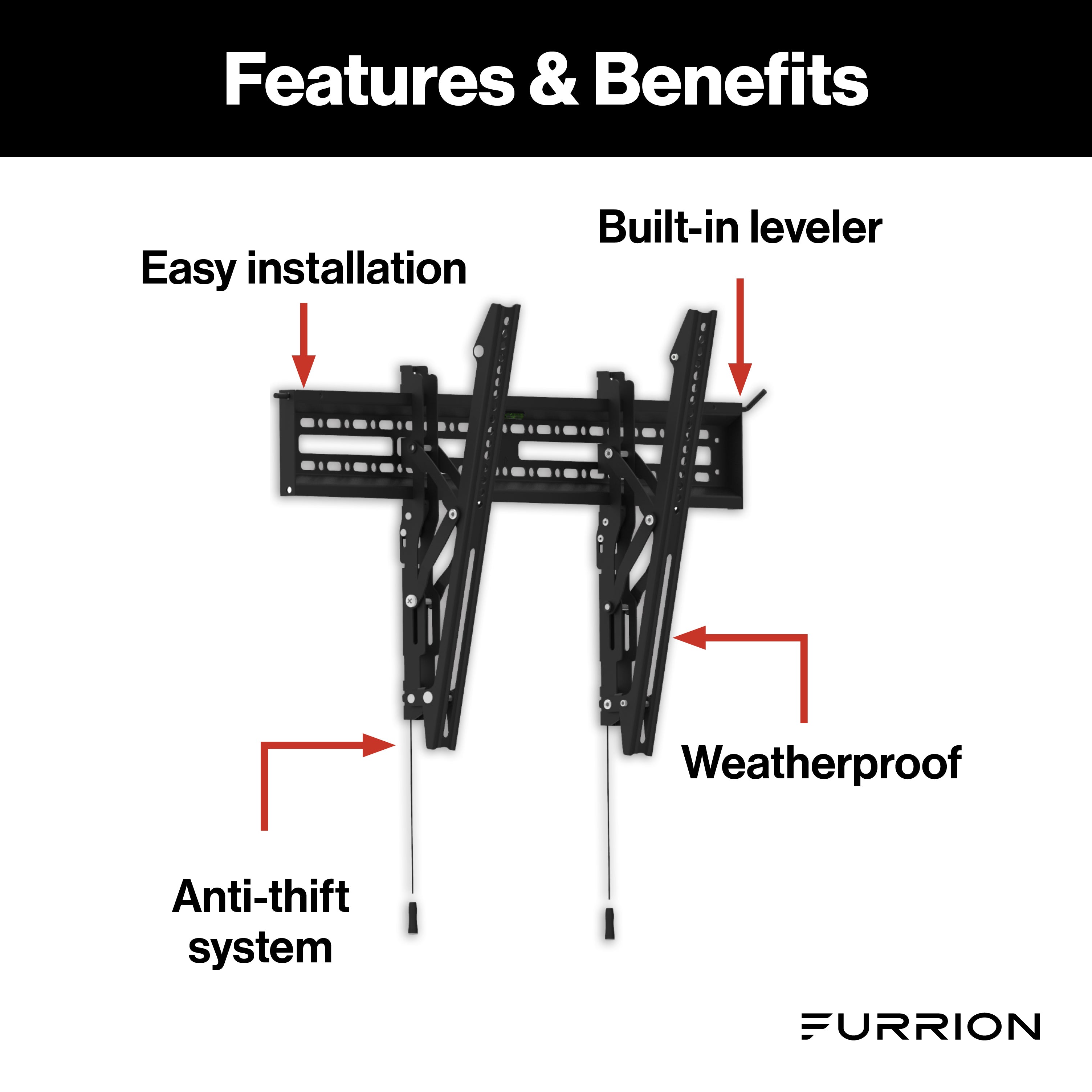 Furrion Aurora® Universal Outdoor TV Fixed Tilt Mount - For 43-65” TVs #F2AA002ABBK2021123672