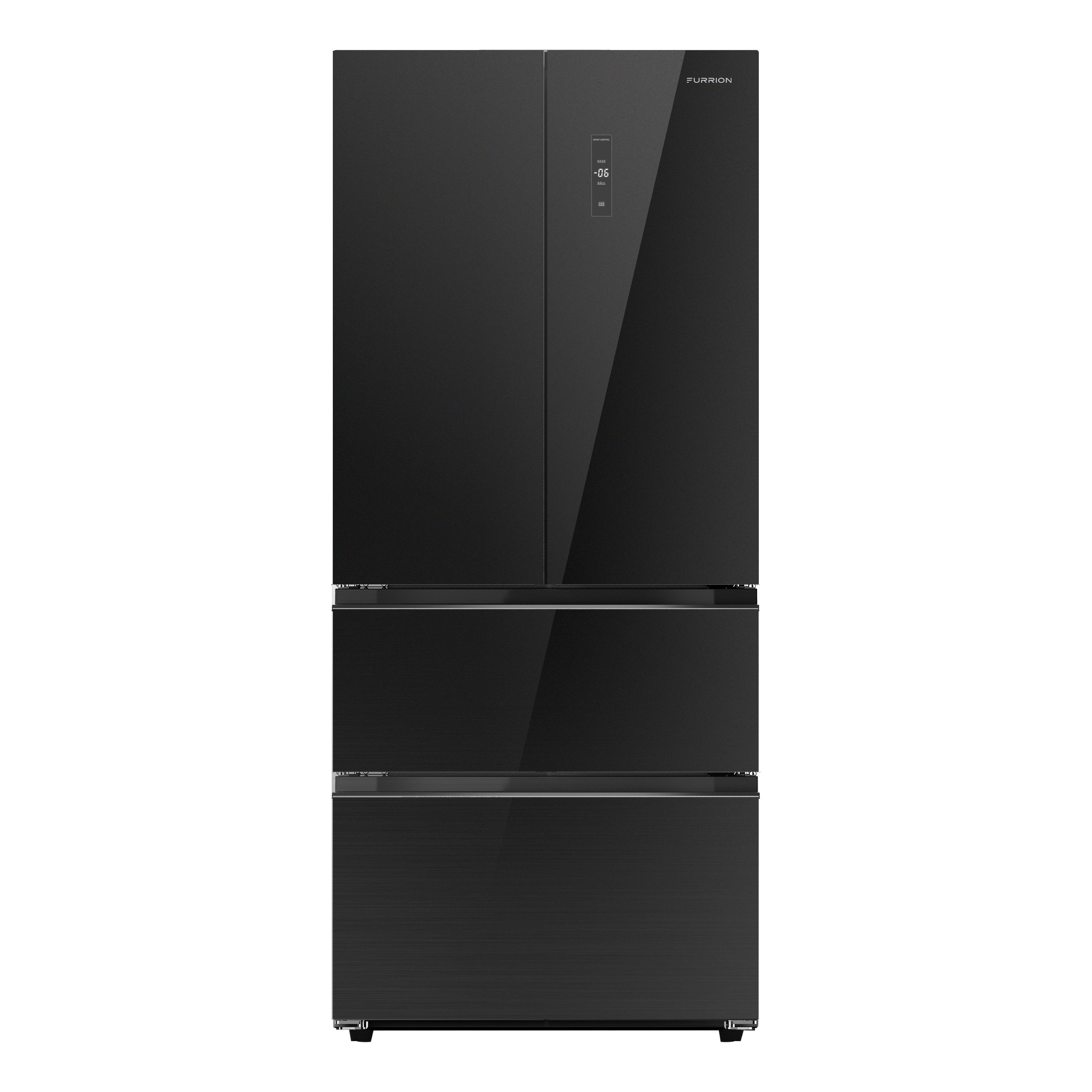 Furrion Built-In RV Refrigerator - 110V, 15 cu. ft., French Doors, Bottom Drawer Freezer, Black Glass Finish #FCR16ACGFA-BG 2024036242
