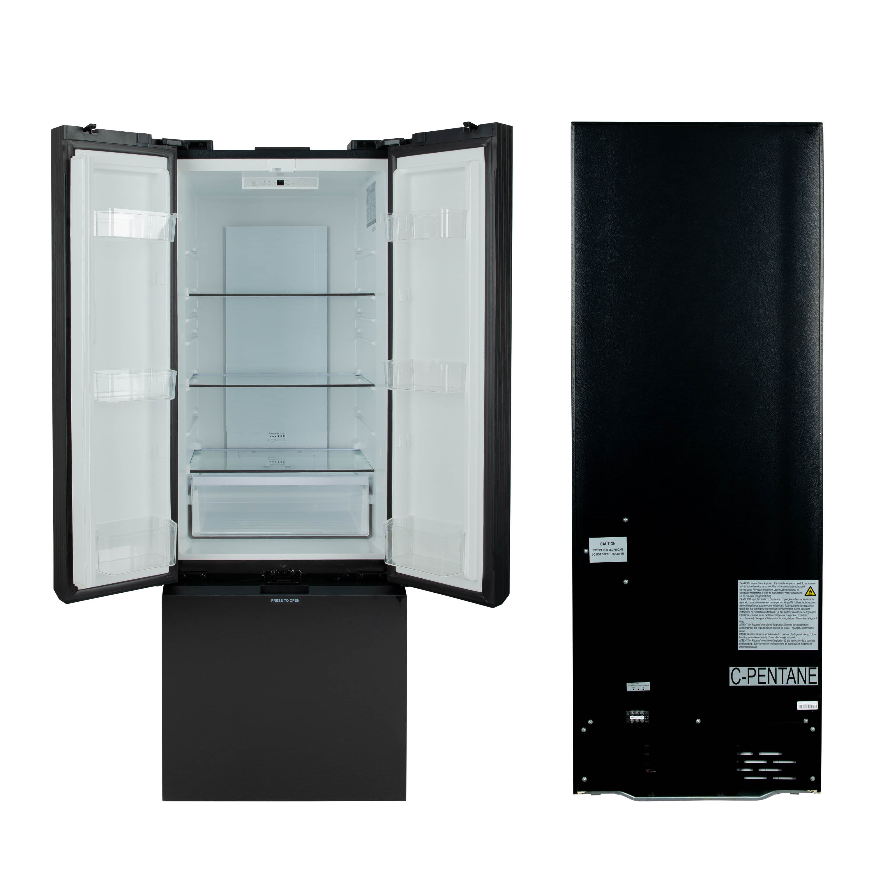 Furrion Built-In RV Refrigerator - 12V, 12 cu. ft., French Doors, Bottom Drawer Freezer, Black Glass Finish #FCR12DCGFA-BG 2024016838