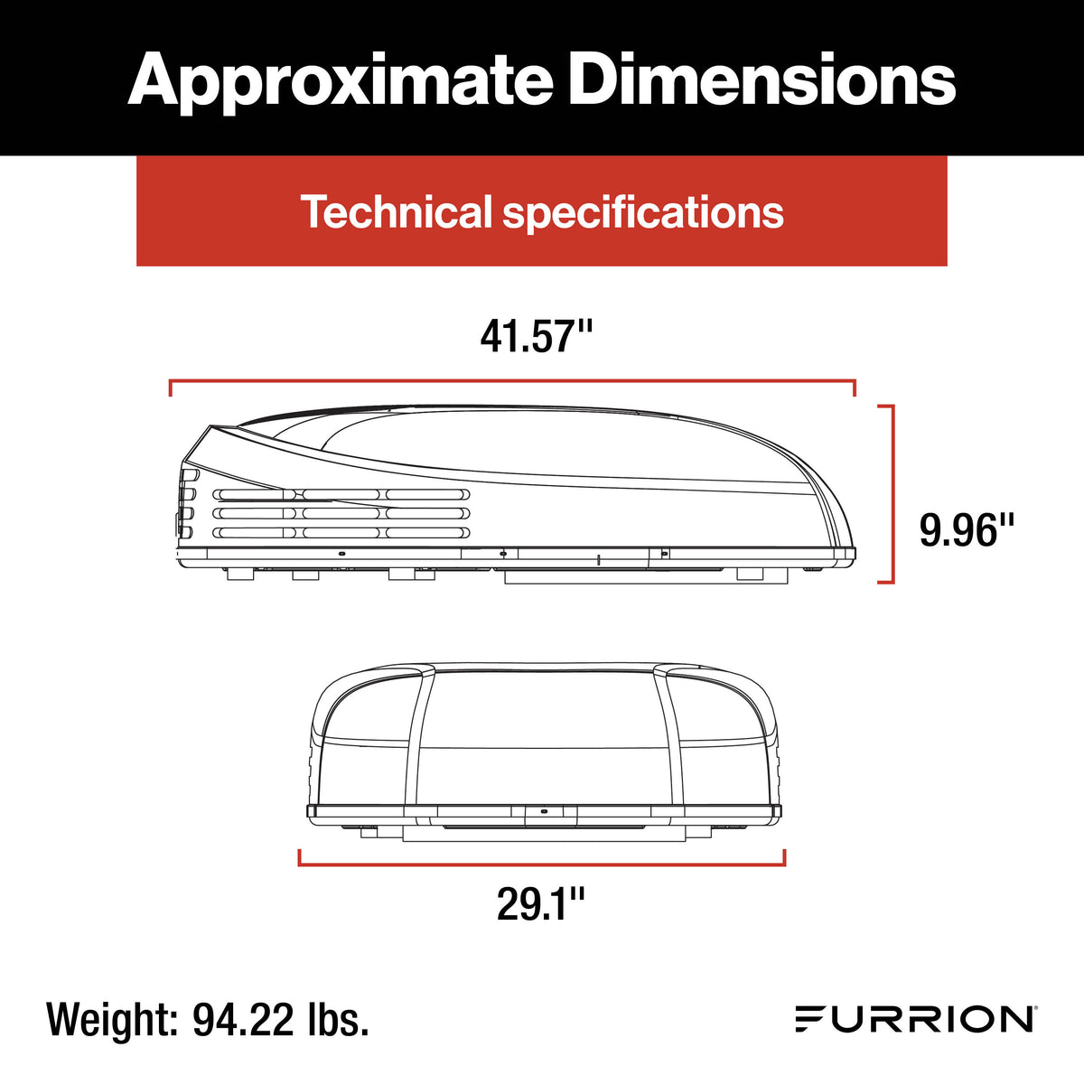 Furrion Chill® Cube 15K Low-Profile Variable Speed RV Rooftop Air Conditioner with Heat Pump LOW-PROFILE-R32-AC-HEAT-PUMP-VARIABLE-SPEED
