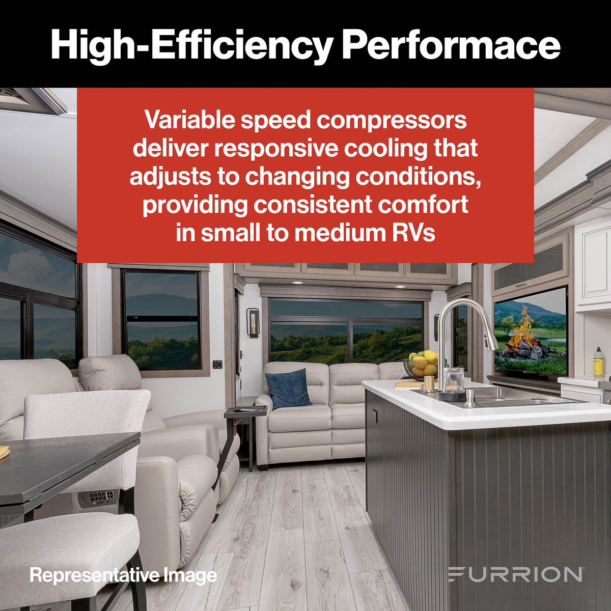 Furrion Chill® Cube 15K Low-Profile Variable Speed RV Rooftop Air Conditioner with Heat Pump LOW-PROFILE-R32-AC-HEAT-PUMP-VARIABLE-SPEED