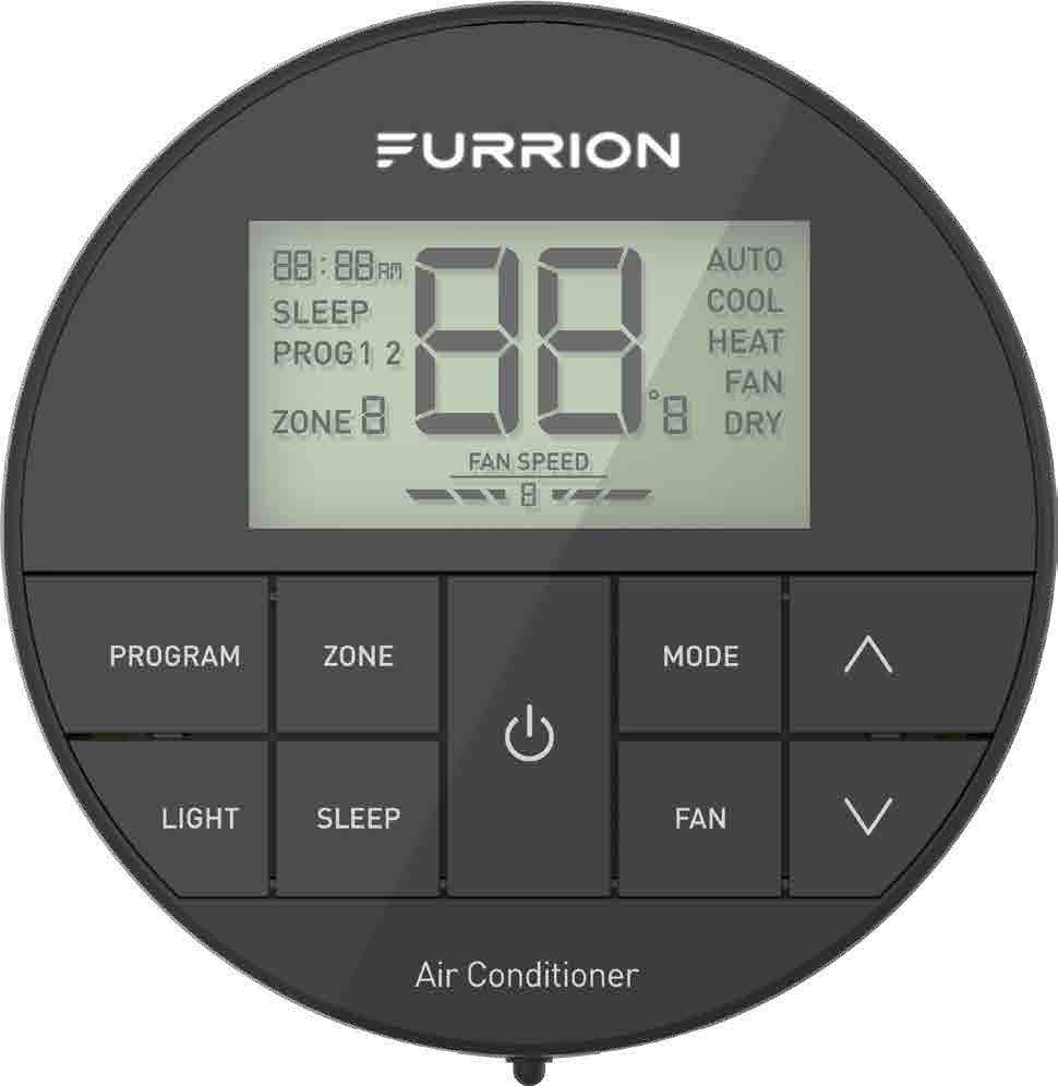 Furrion Chill® Multi-Zone RV Wall Thermostat - 3 Fan Speeds, Black (R410A Refrigerant Compatible) #FACW12ESZA-BL2021130947