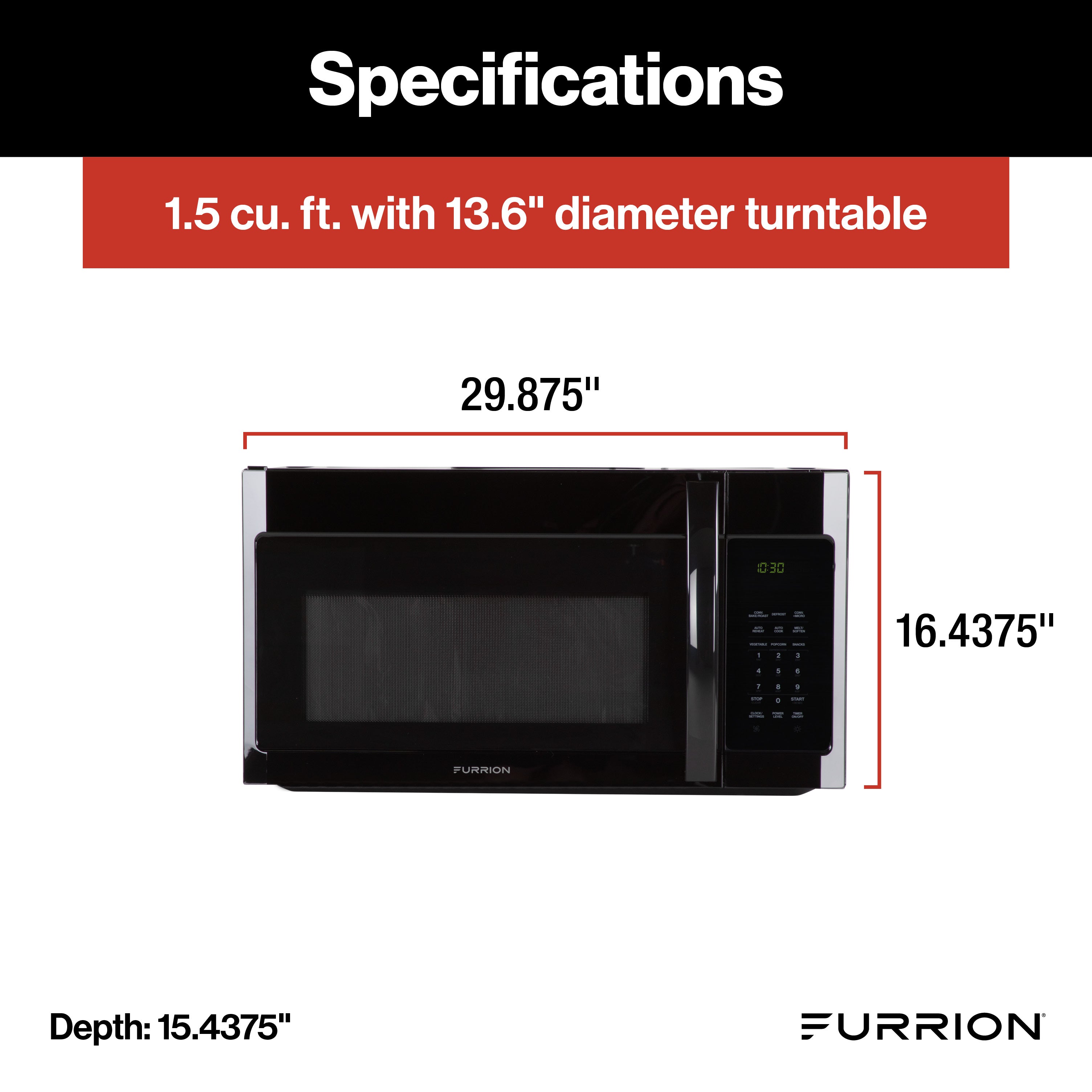 Furrion Over-The-Range Convection RV Microwave Oven - 1.5 cu. ft.1.5-CF-OTR-MICROWAVE-GEN-2