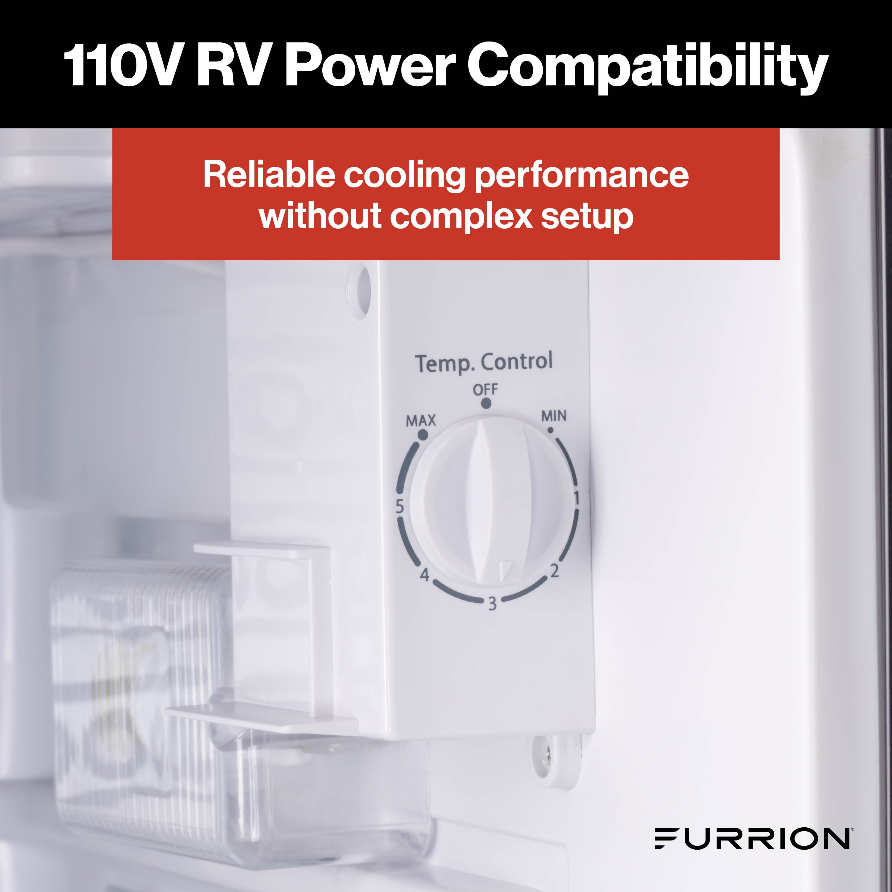 Furrion RV Refrigerator - 110V, 3.2 cu. ft., Black Glass Finish 3-2-CF-110V-REFRIGERATOR