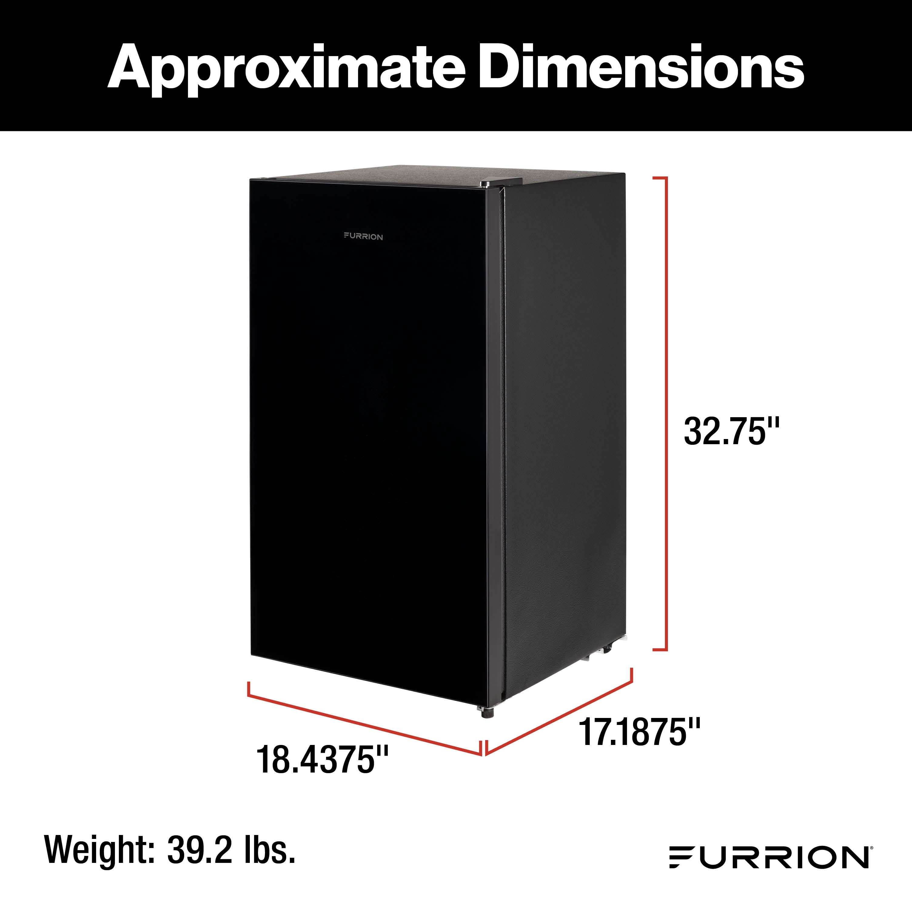 Furrion RV Refrigerator - 110V, 3.2 cu. ft., Black Glass Finish 3-2-CF-110V-REFRIGERATOR