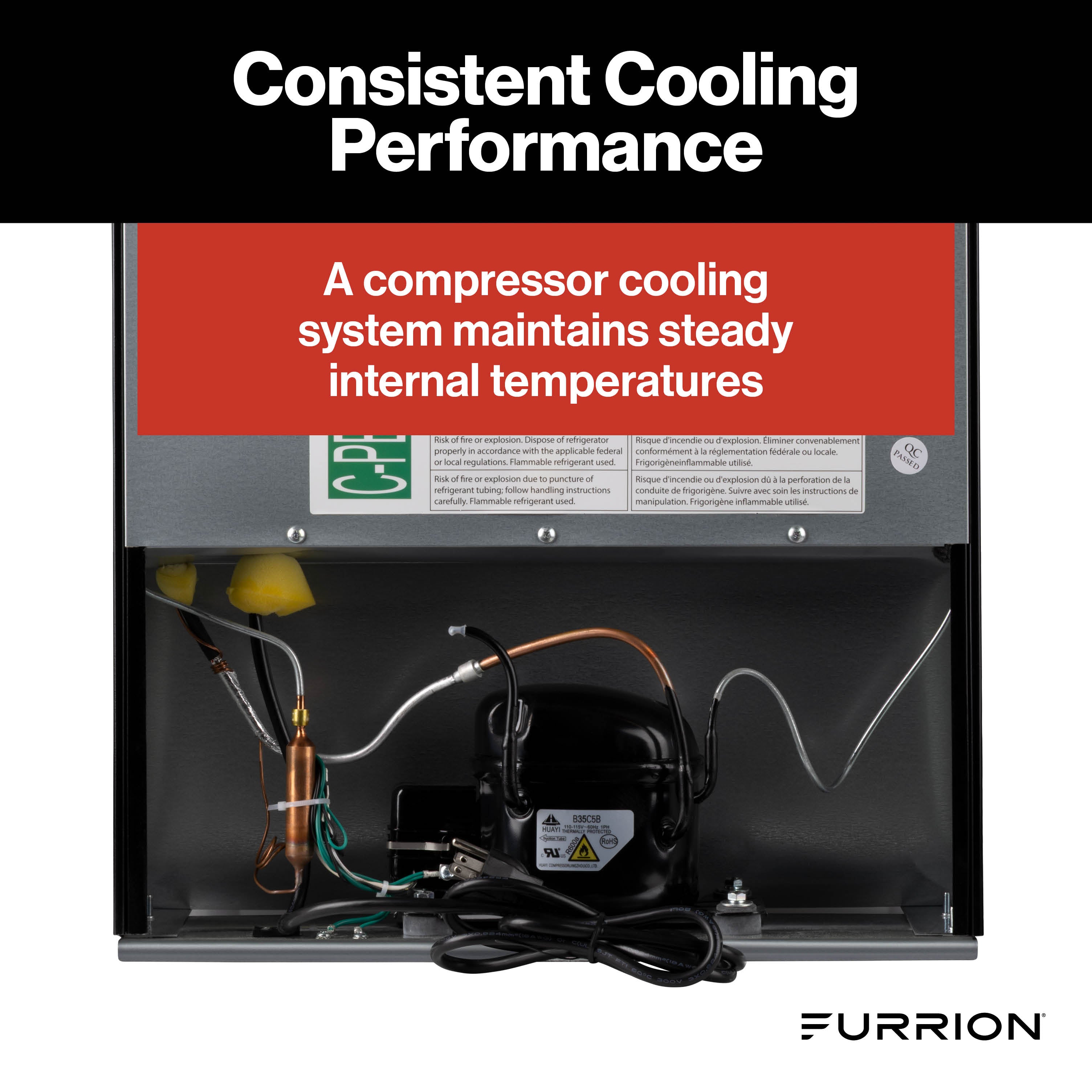Furrion RV Refrigerator - 110V, 3.2 cu. ft., Black Glass Finish 3-2-CF-110V-REFRIGERATOR
