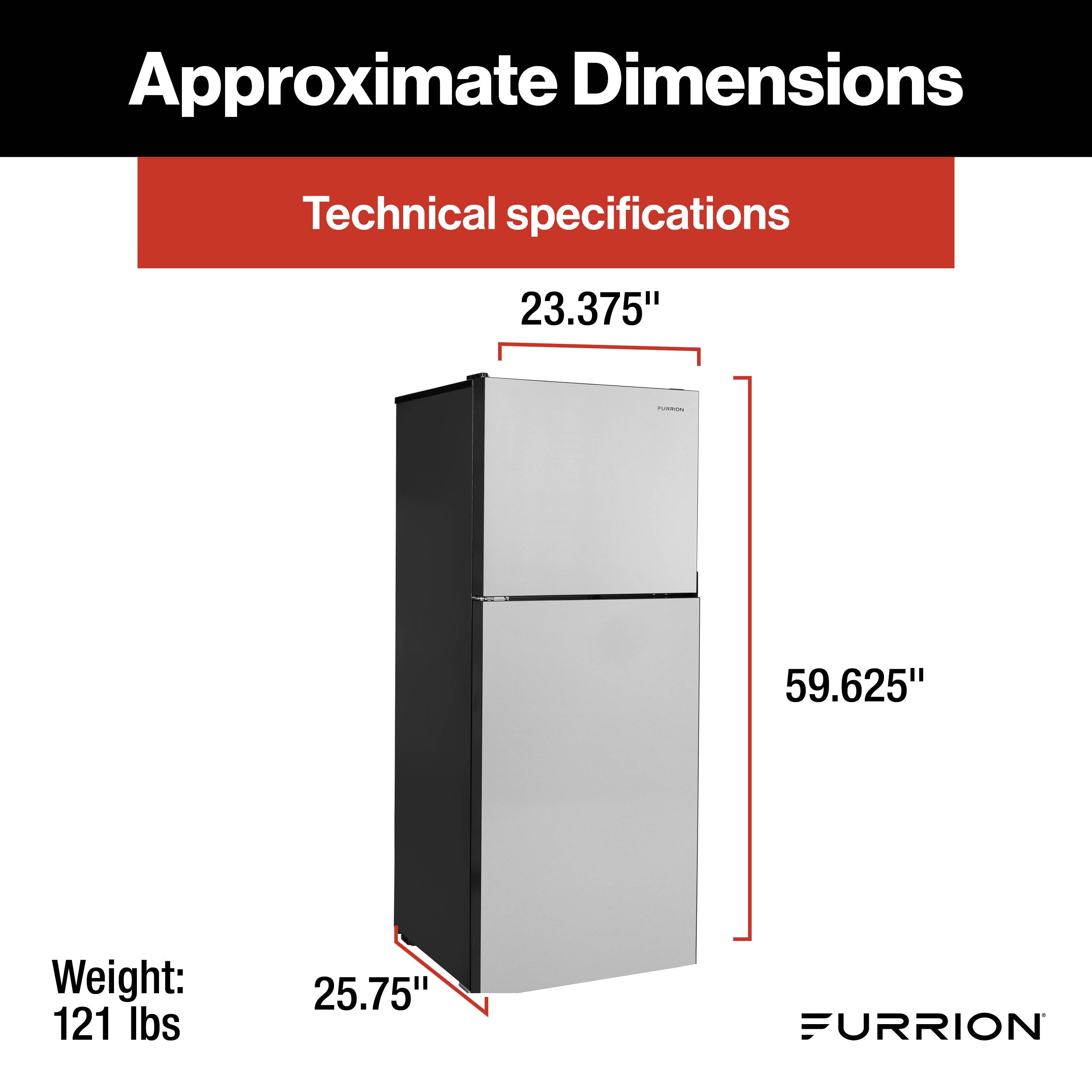 Furrion RV Refrigerator - 12V, 10.6 cu. ft. FURRION-10-6-CUFT-12V-2-DOOR-REFRIGERATOR