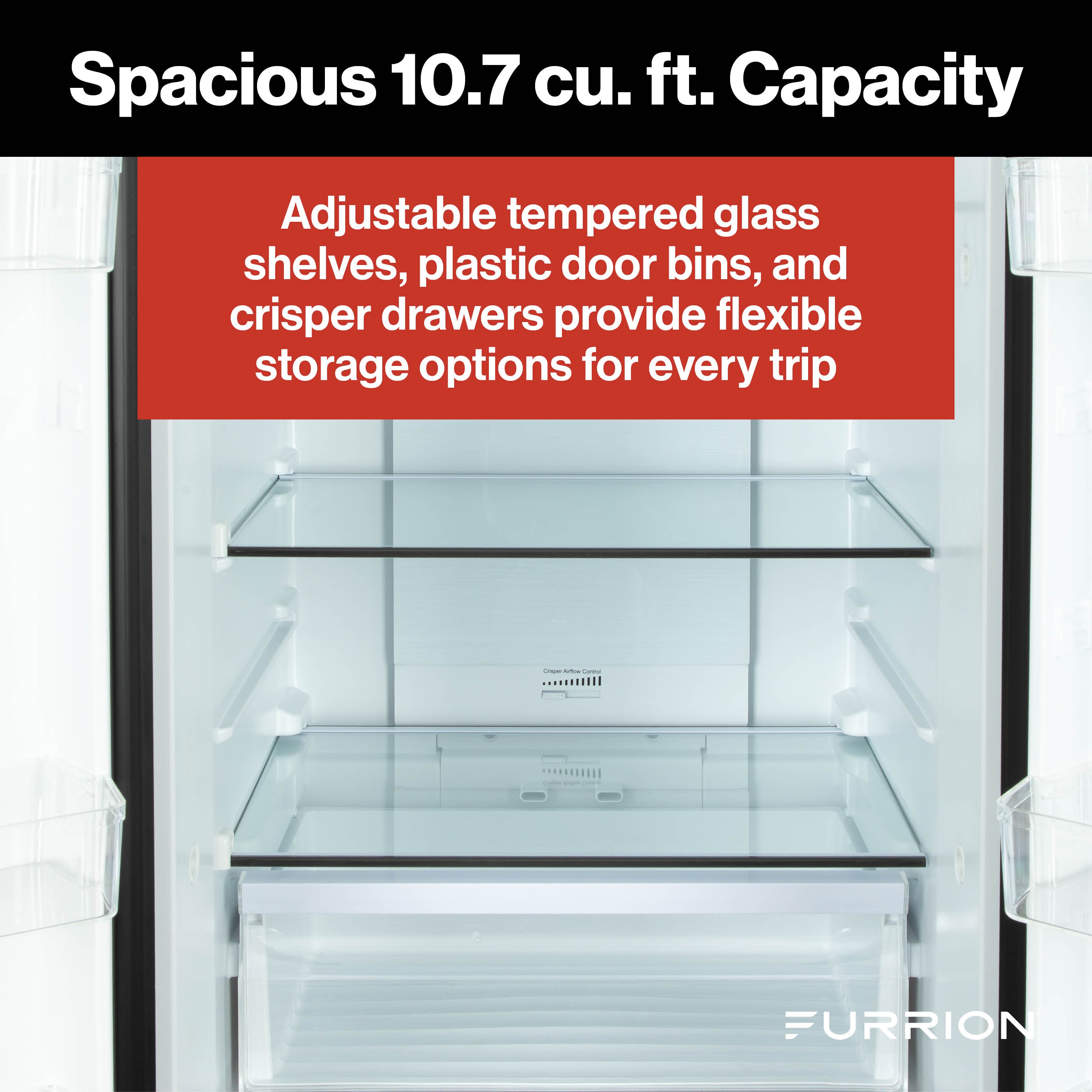 Furrion RV Refrigerator - 12V, 10.7 cu. ft., French Doors, Bottom Drawer Freezer FRENCH-DOOR-10-7-CF-12V-REFRIGERATOR