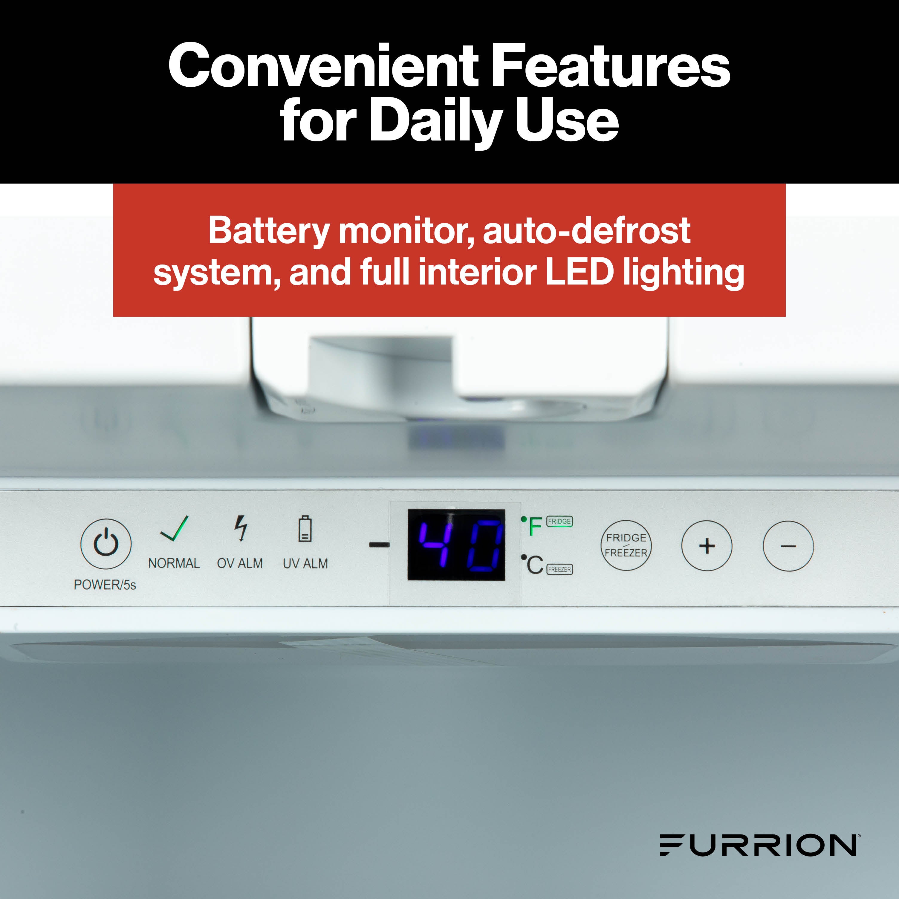 Furrion RV Refrigerator - 12V, 10.7 cu. ft., French Doors, Bottom Drawer Freezer FRENCH-DOOR-10-7-CF-12V-REFRIGERATOR