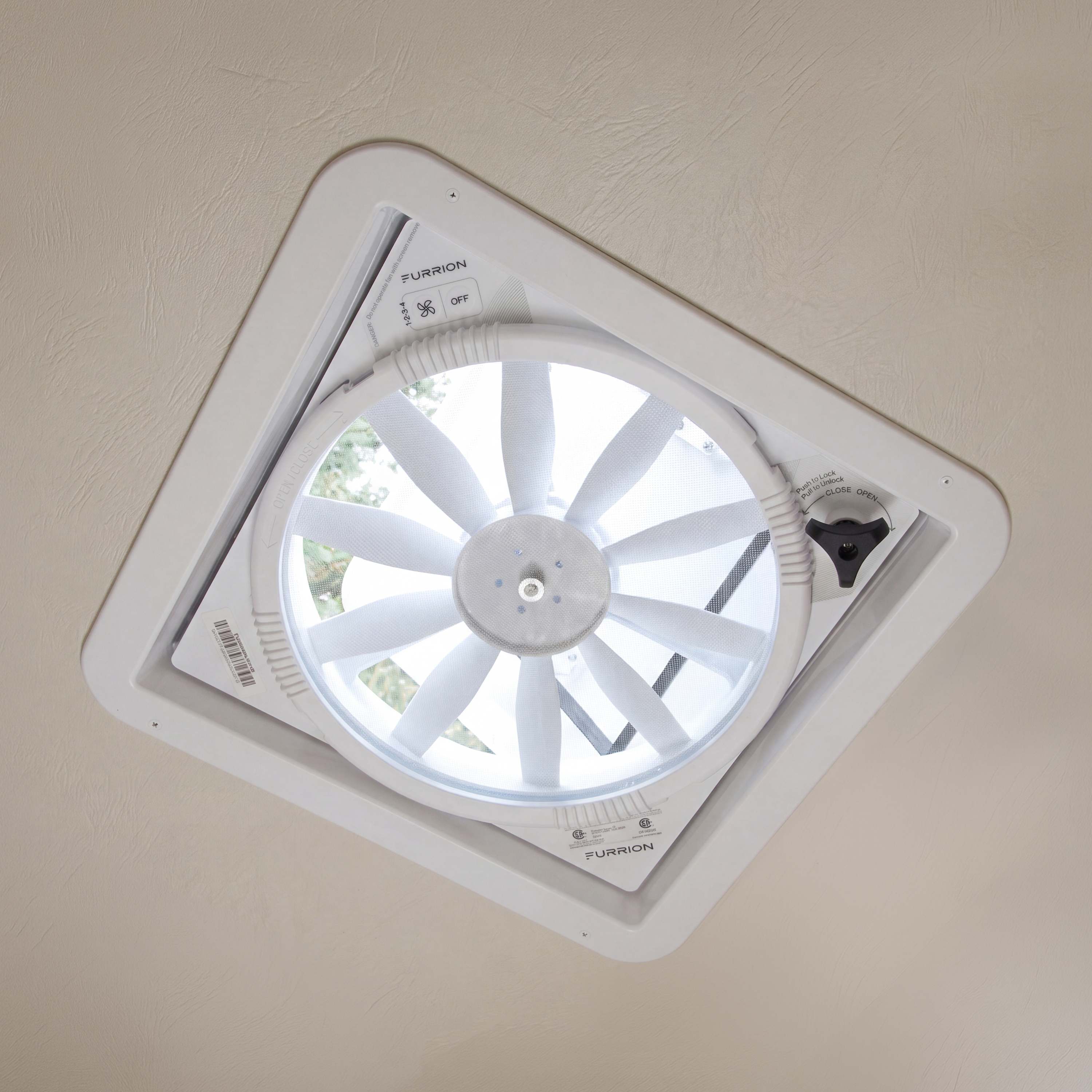 Furrion RV Roof Vent Fan with Lid Install Kit - 14" White #FVF14D90R6A-PS-AM 2023042193