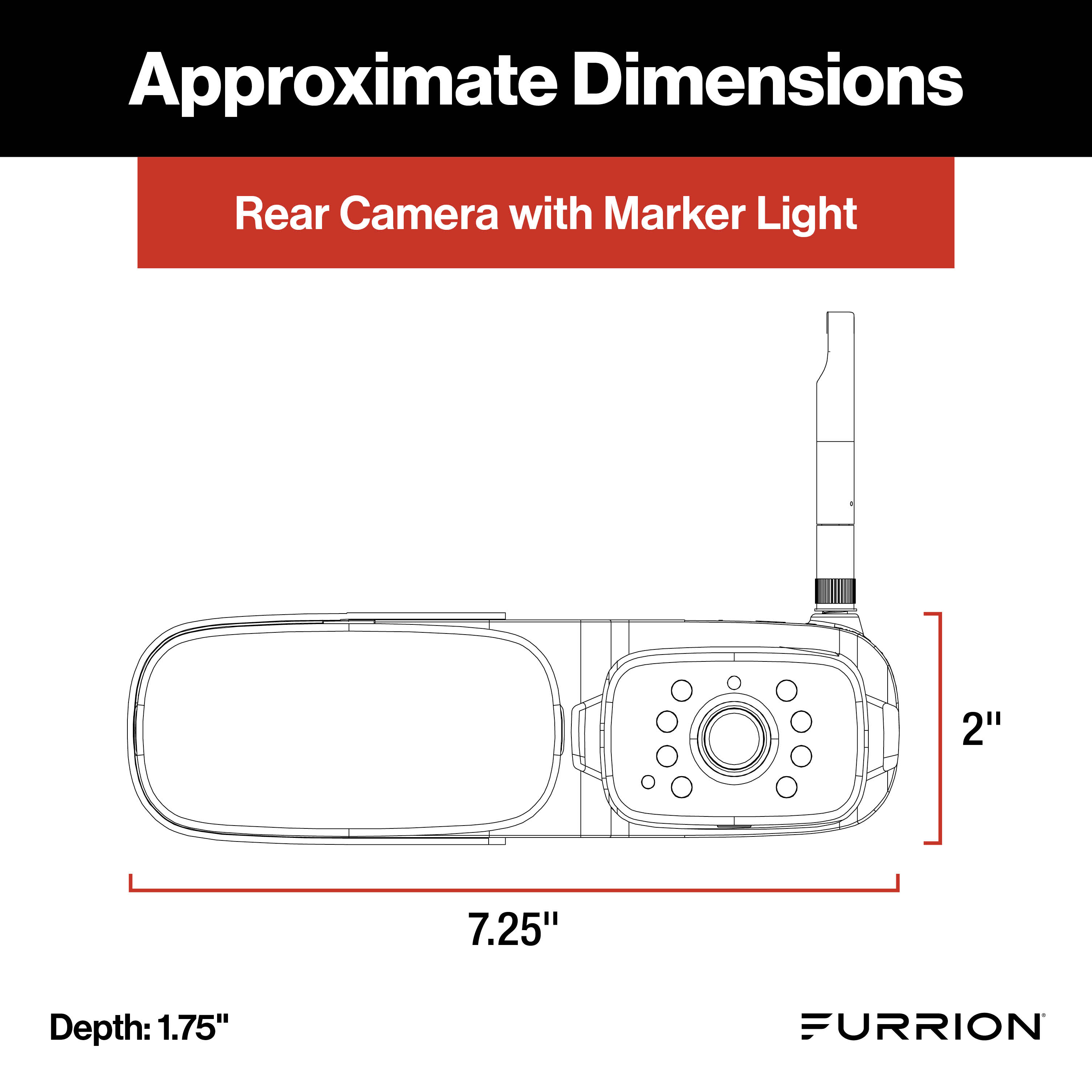 Furrion Vision S®+ RV Observation System - 7" Monitor, Side Cameras with LED Marker Lights, Sharkfin Camera, Rear Camera with LED Marker Light #FOS7HTAPM2021124366