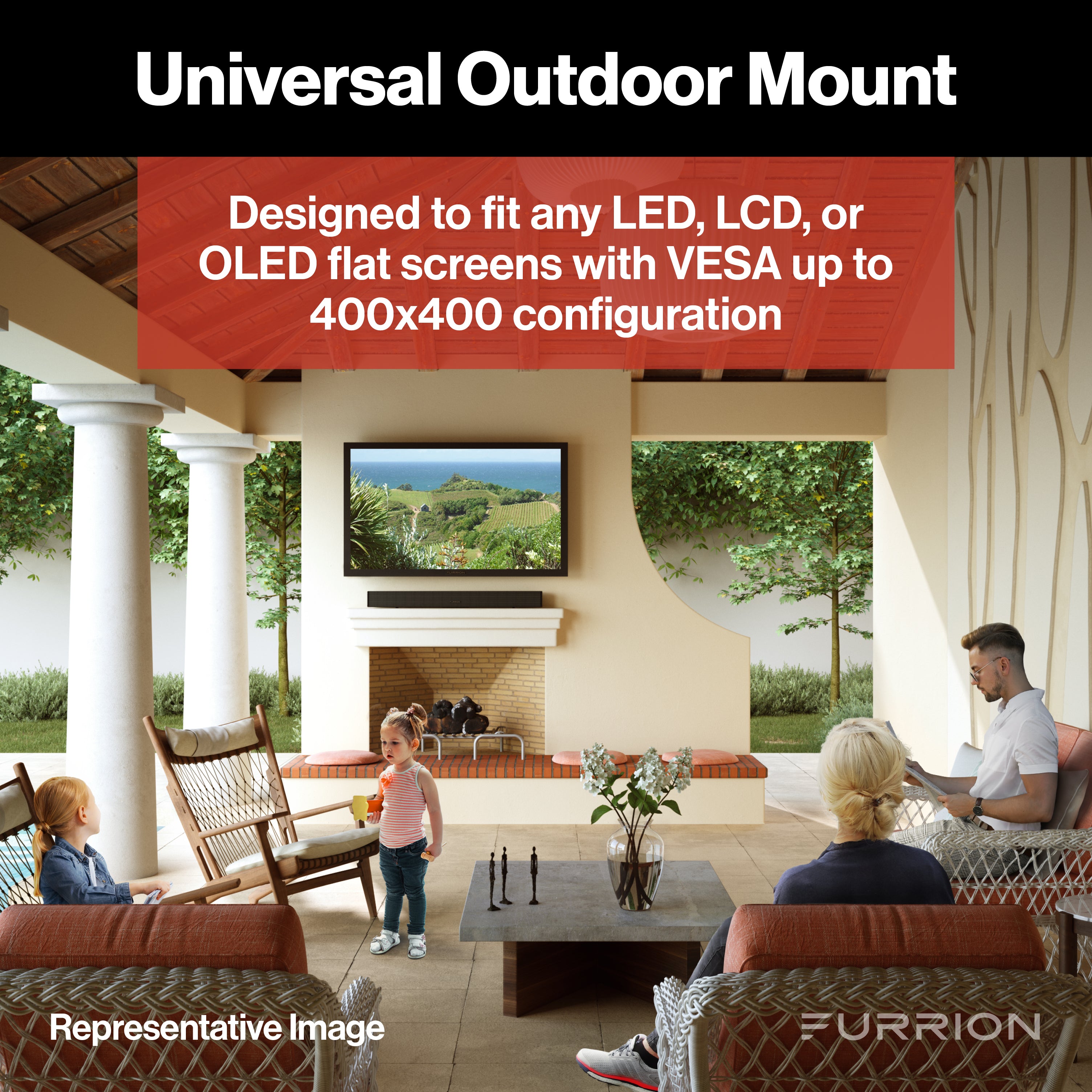 Furrion Aurora® Universal Outdoor TV Fixed Tilt Mount - For 43-65” TVs #F2AA002ABBK