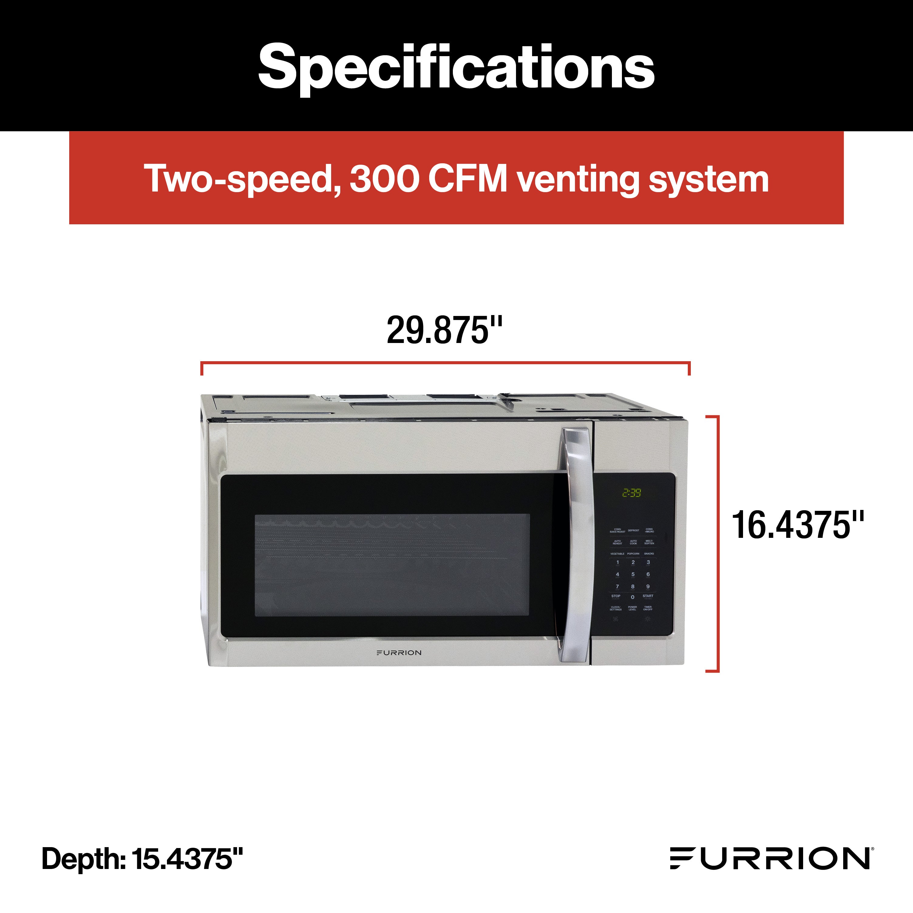Furrion Over-The-Range Convection RV Microwave Oven - 1.5 cu. ft.