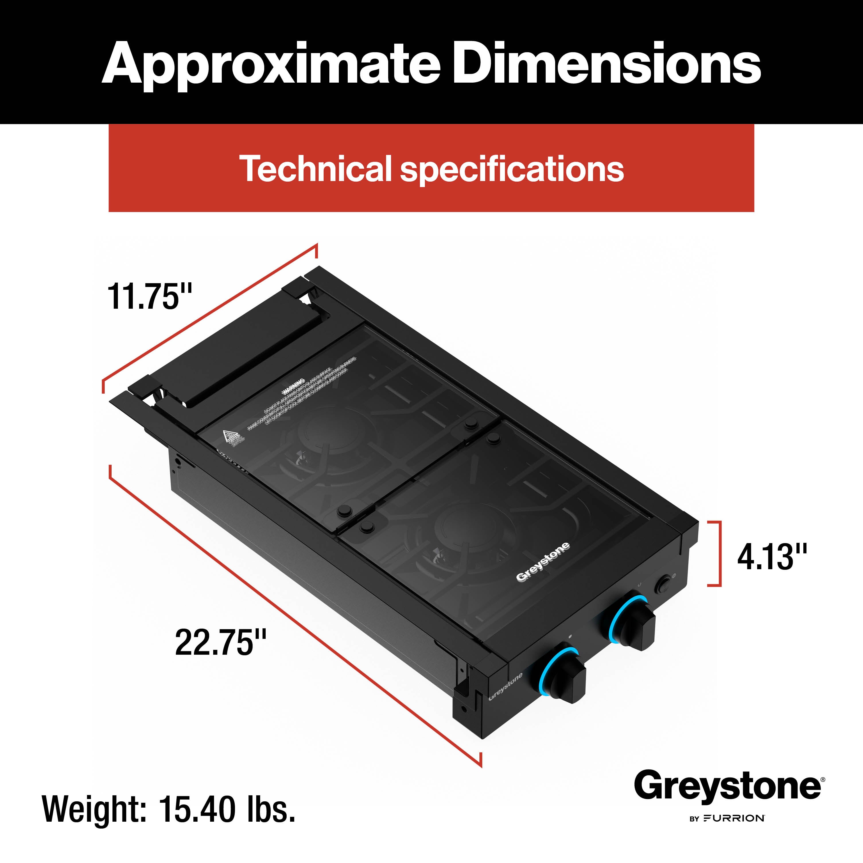 Greystone® by Furrion 2-Burner Gas RV Cooktop with Flame Sense (FFD) - 12", Glass Cover #GGH12D2MA1B-BL 2023045680