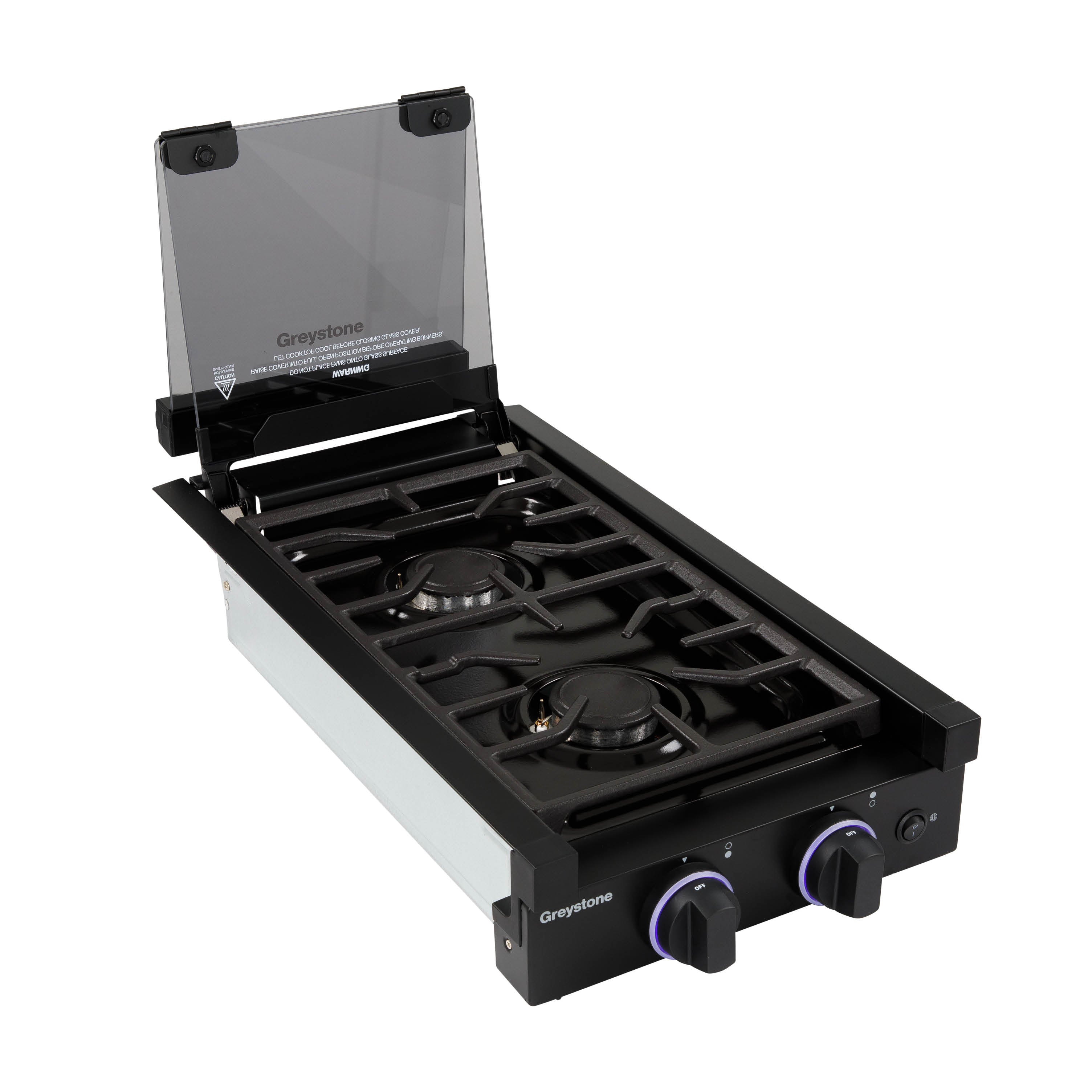 Greystone® by Furrion 2-Burner Gas RV Cooktop with Flame Sense (FFD) - 12", Glass Cover #GGH12D2MA1B-BL 2023045680