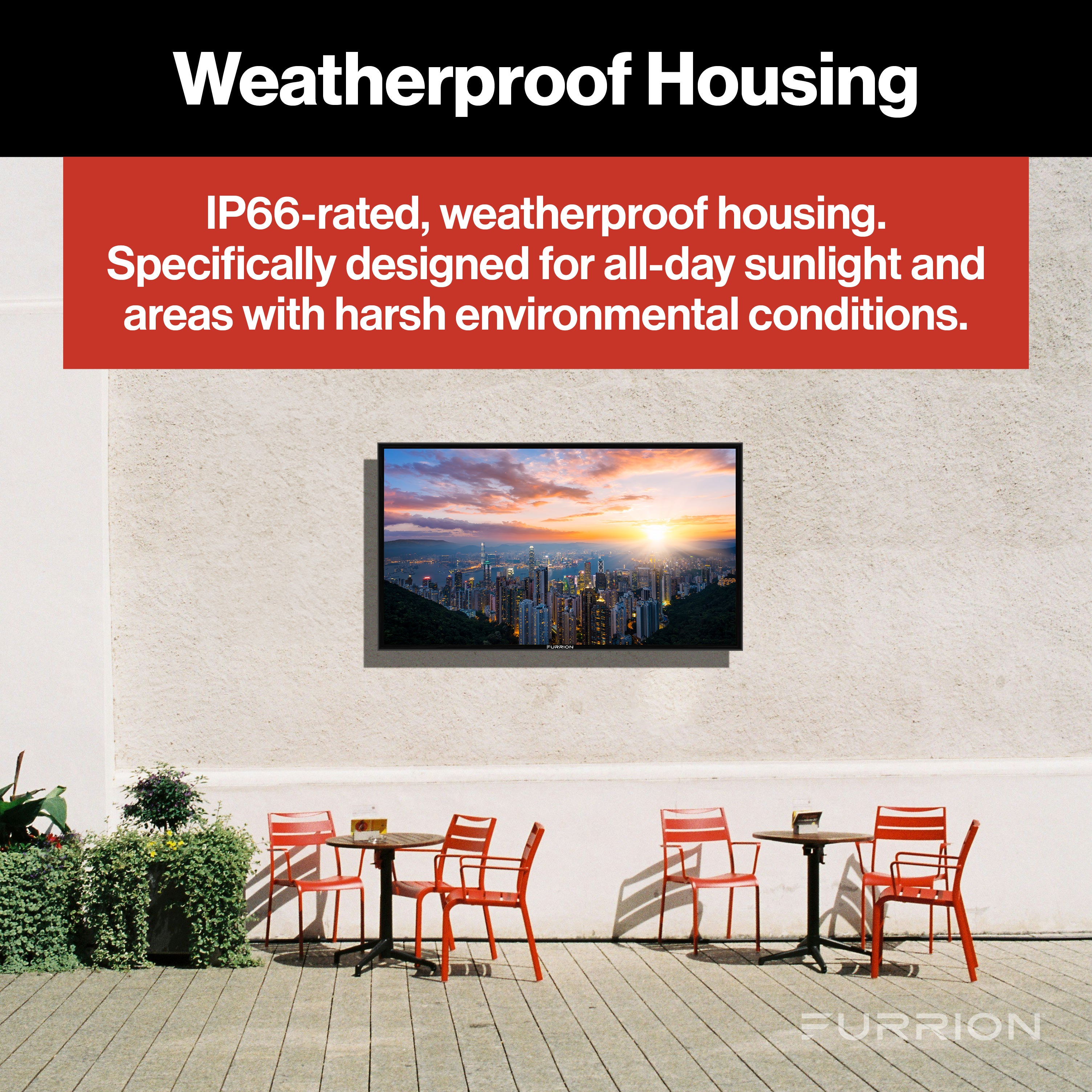 Furrion Aurora® Full-Sun Pro Series 4K UHD LED Outdoor Smart TV for Commercial & Residential Spaces