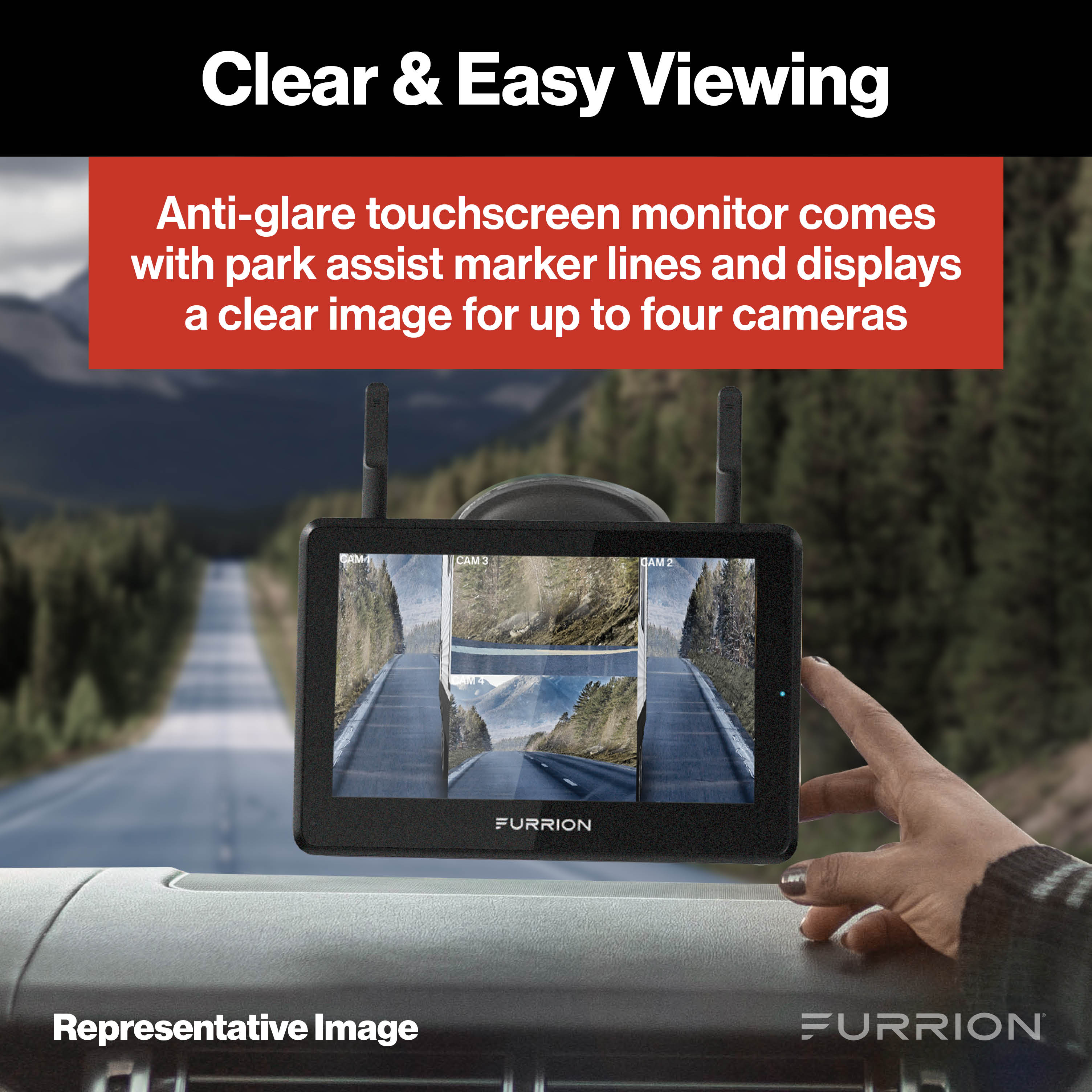 Furrion Vision S®+ RV Observation System - 7" Monitor, Side Cameras with LED Marker Lights, Sharkfin Camera #FOS7HTAEN