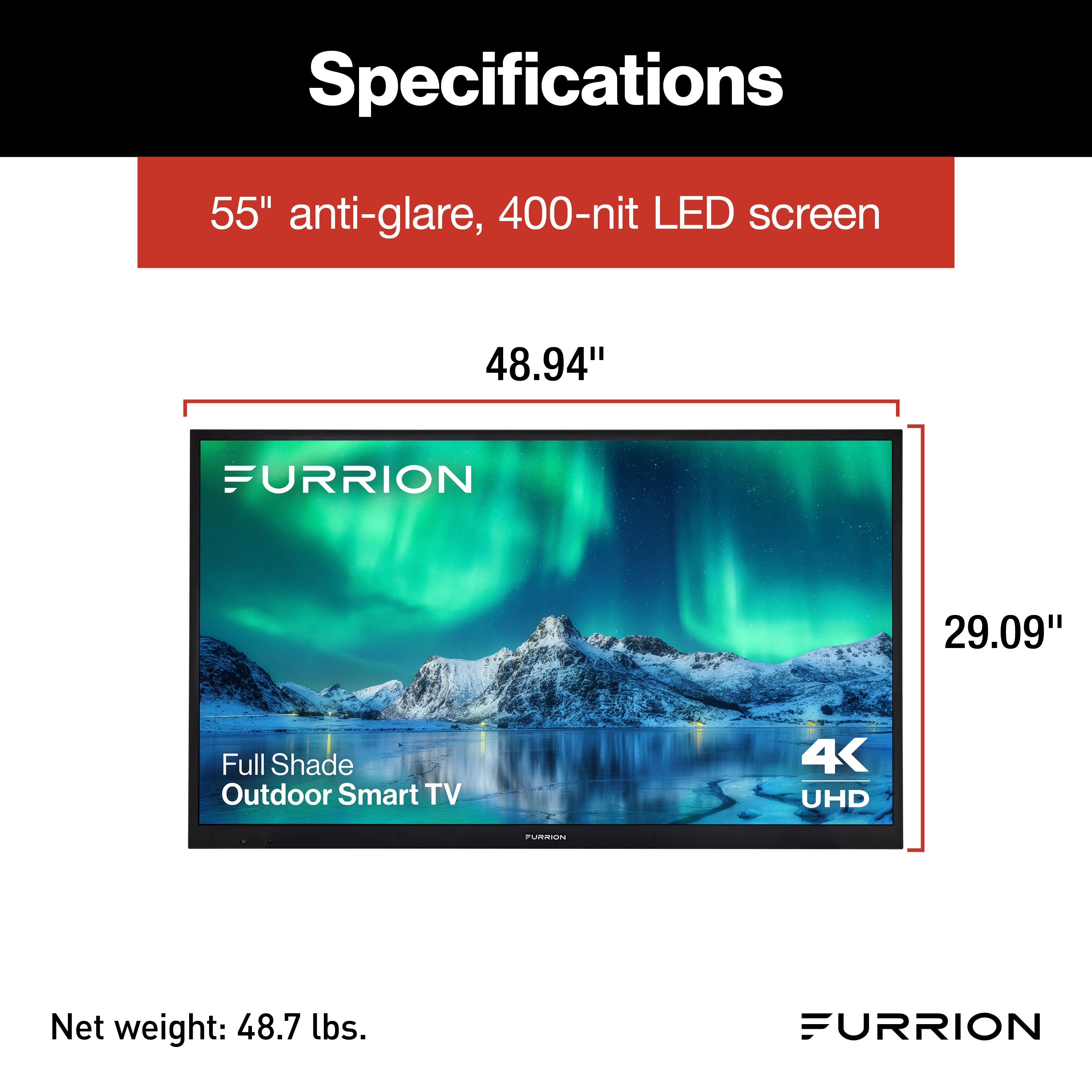 Furrion Aurora® Full-Shade 4K LED Outdoor Smart TV