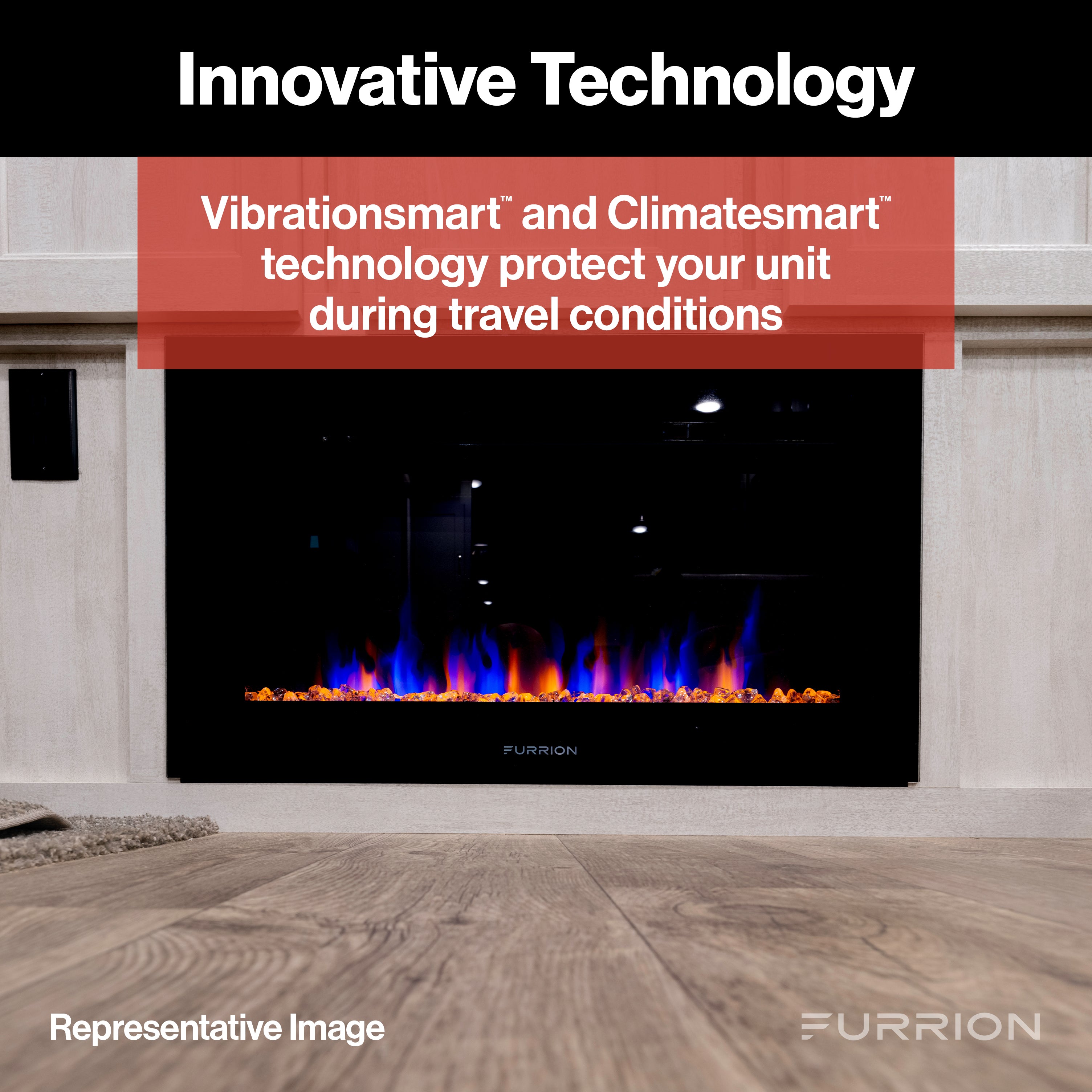 Furrion Built-In Electric RV Fireplace - Wood Platform