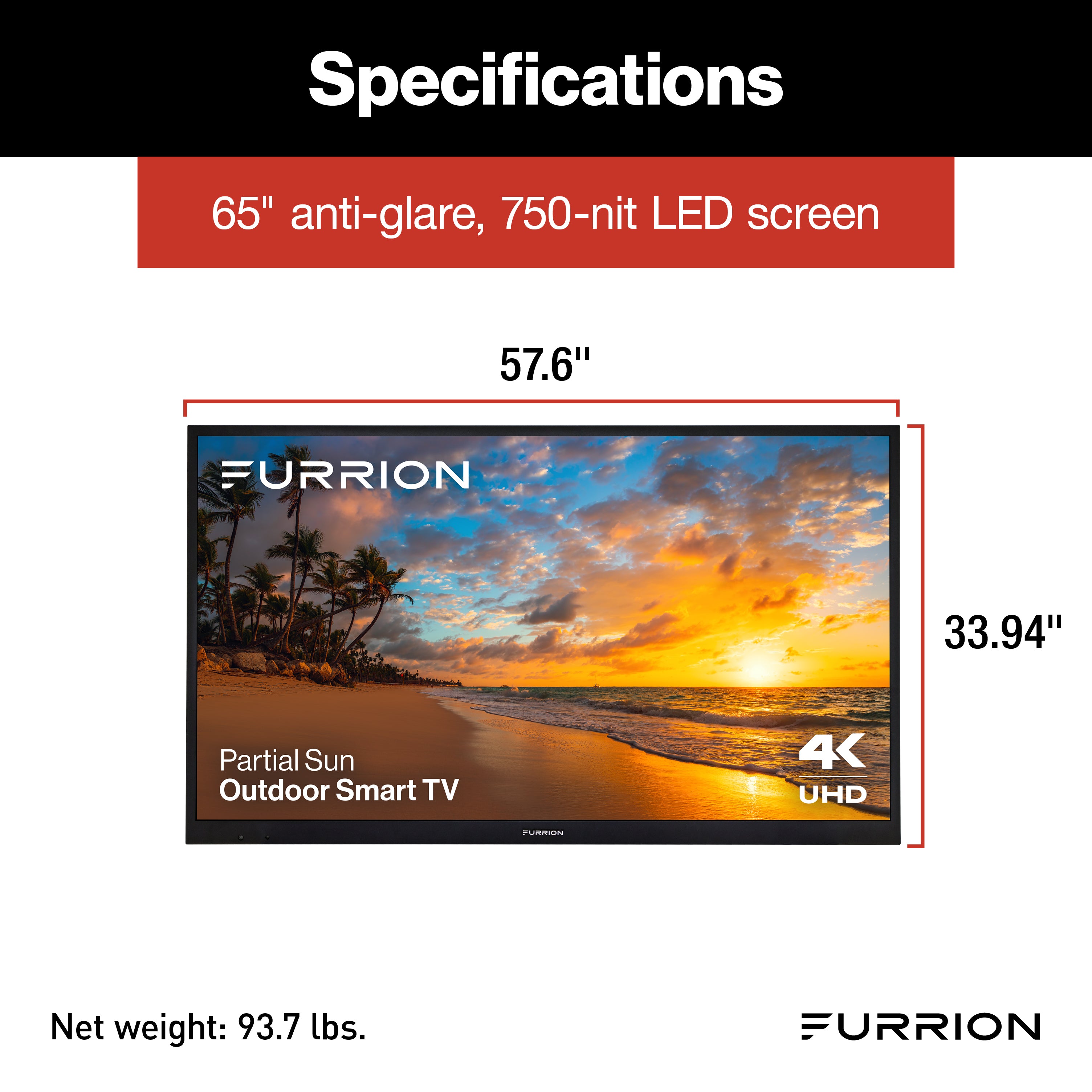 Furrion Aurora® Partial-Sun 4K LED Outdoor Smart TV