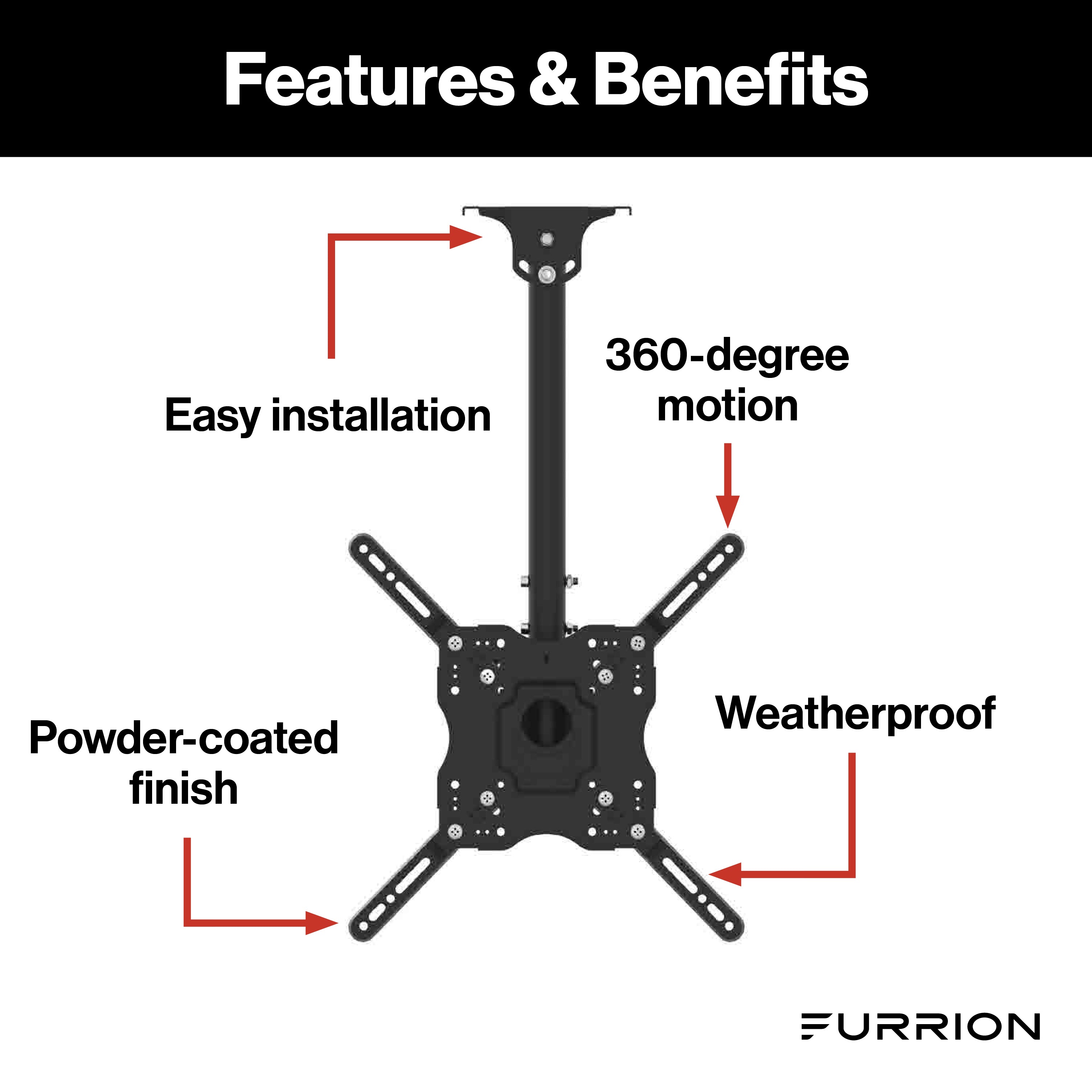 Furrion Aurora Universal Outdoor Ceiling Full Motion Mount #F2AA003ABBK