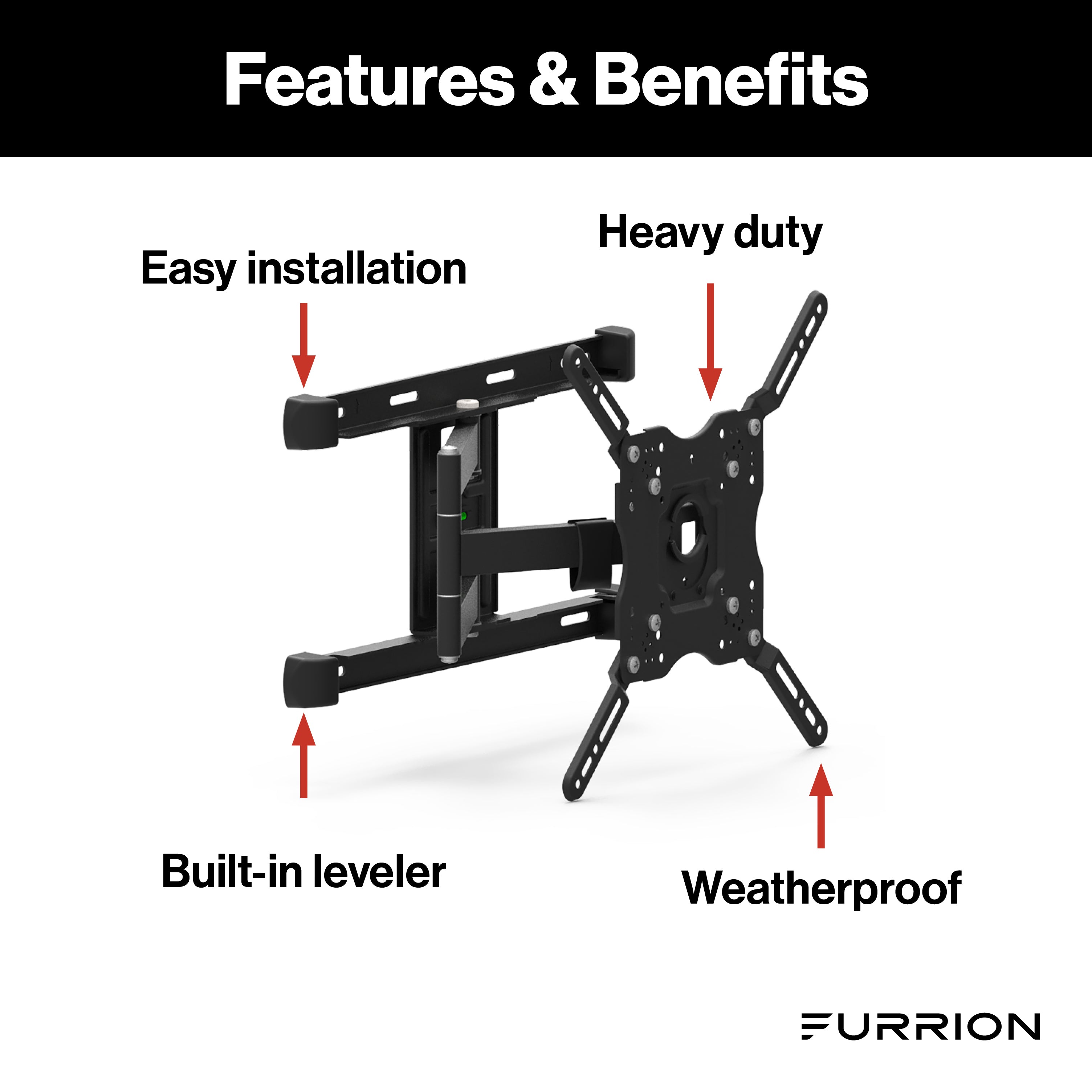 Furrion Aurora Universal Full-Motion Outdoor TV Wall Mount #F2AA001ABBK