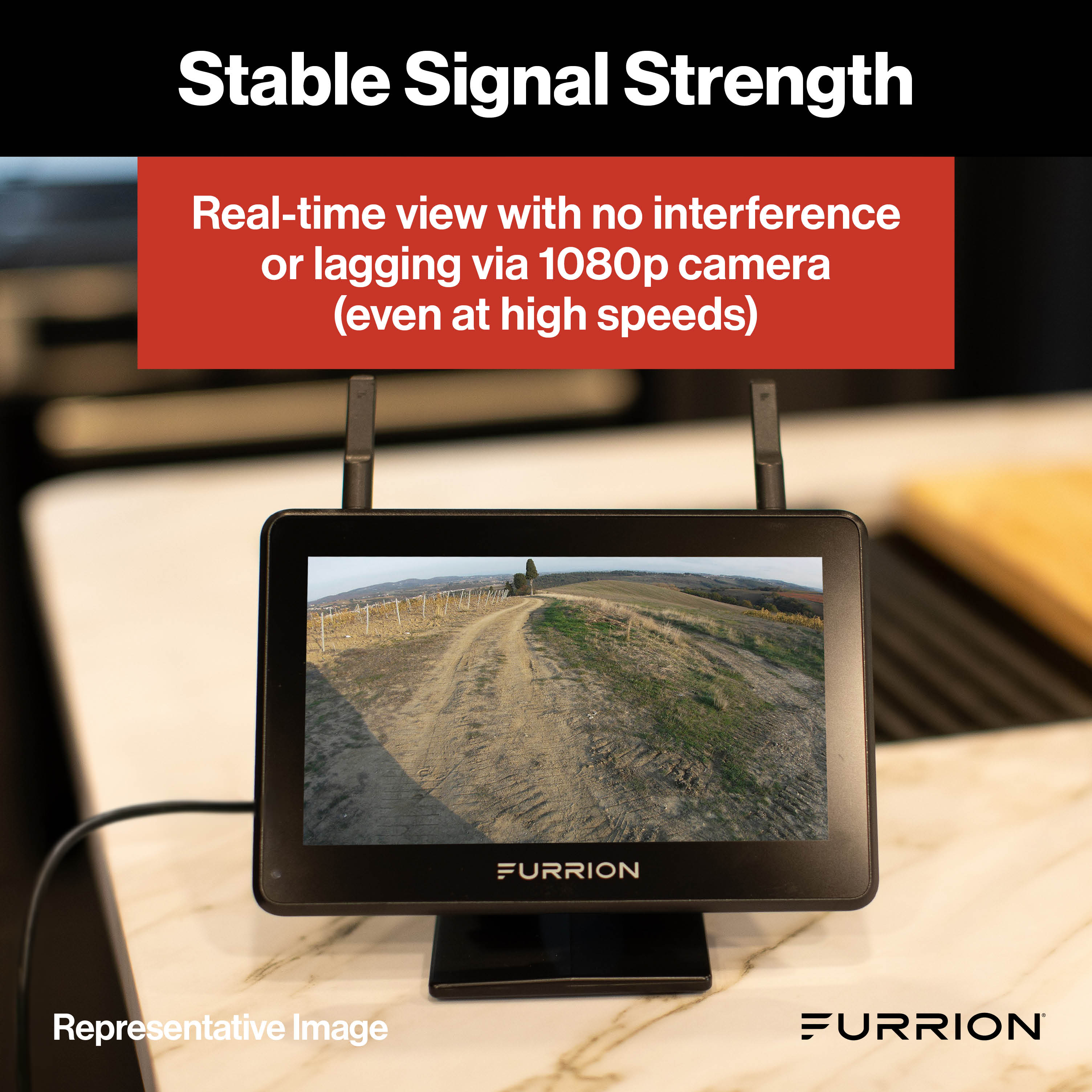 Furrion Vision S®+ RV Observation System - 7" Monitor, Sharkfin Camera #FOS7HTASF