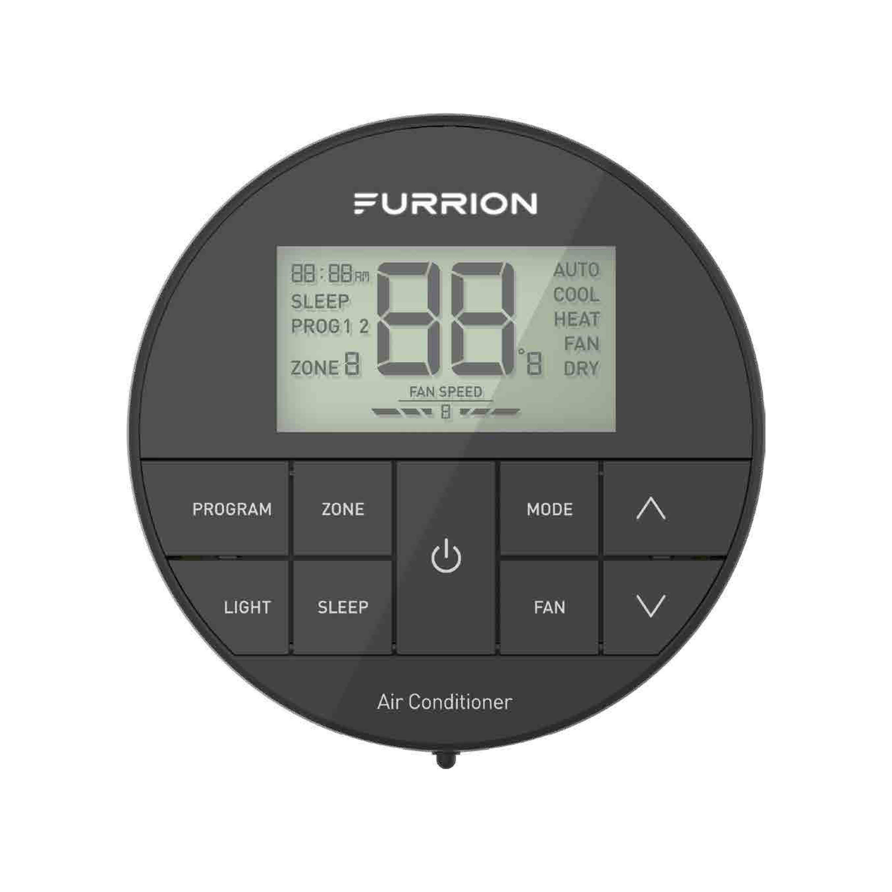 Furrion Chill® Multi-Zone Wall Thermostat - Black, 3 Fan Speeds (R32) #FACW12ESZA2-BL-AM