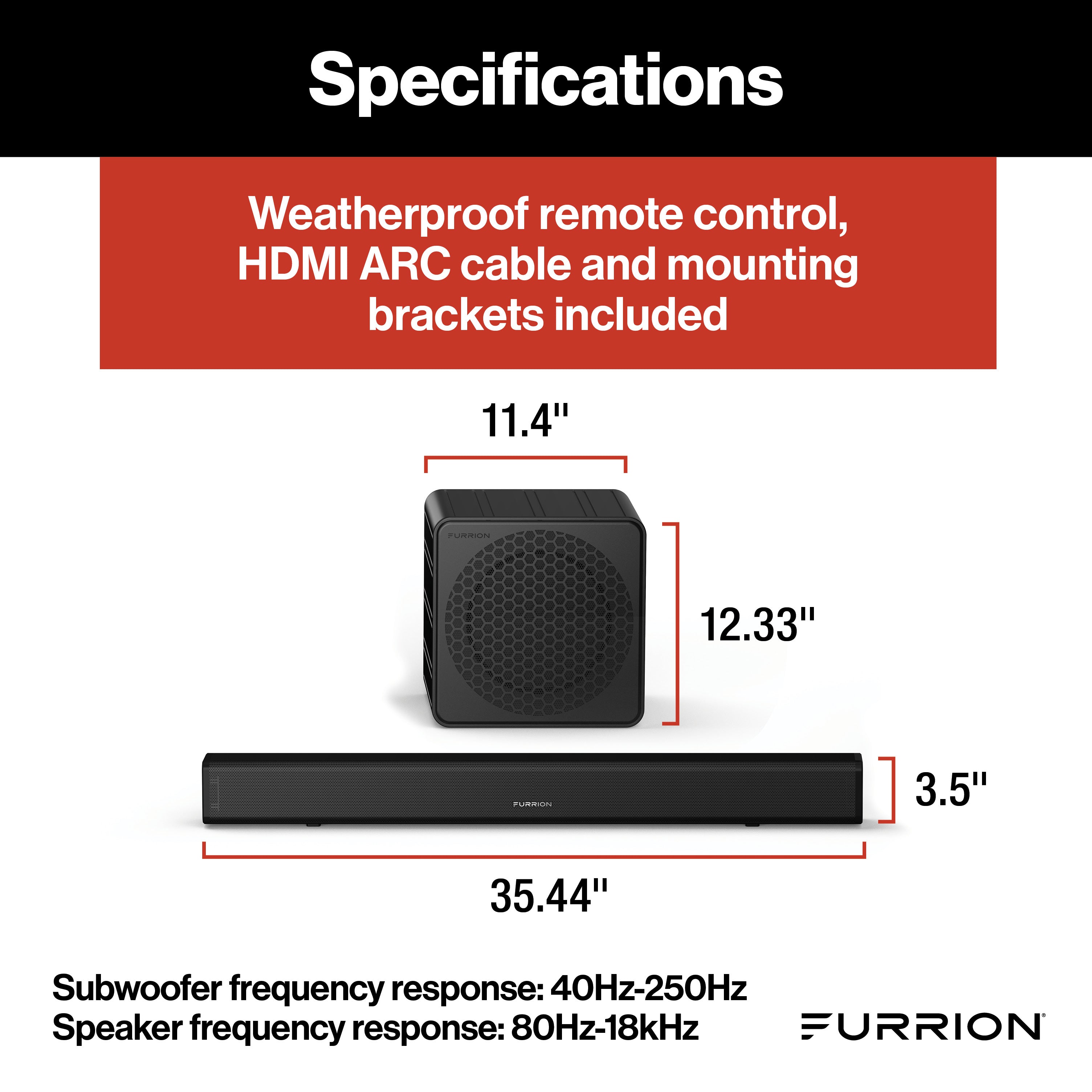 Furrion Aurora® 2.1 Outdoor Soundbar Speaker with Wireless Subwoofer #FSBNN30MX