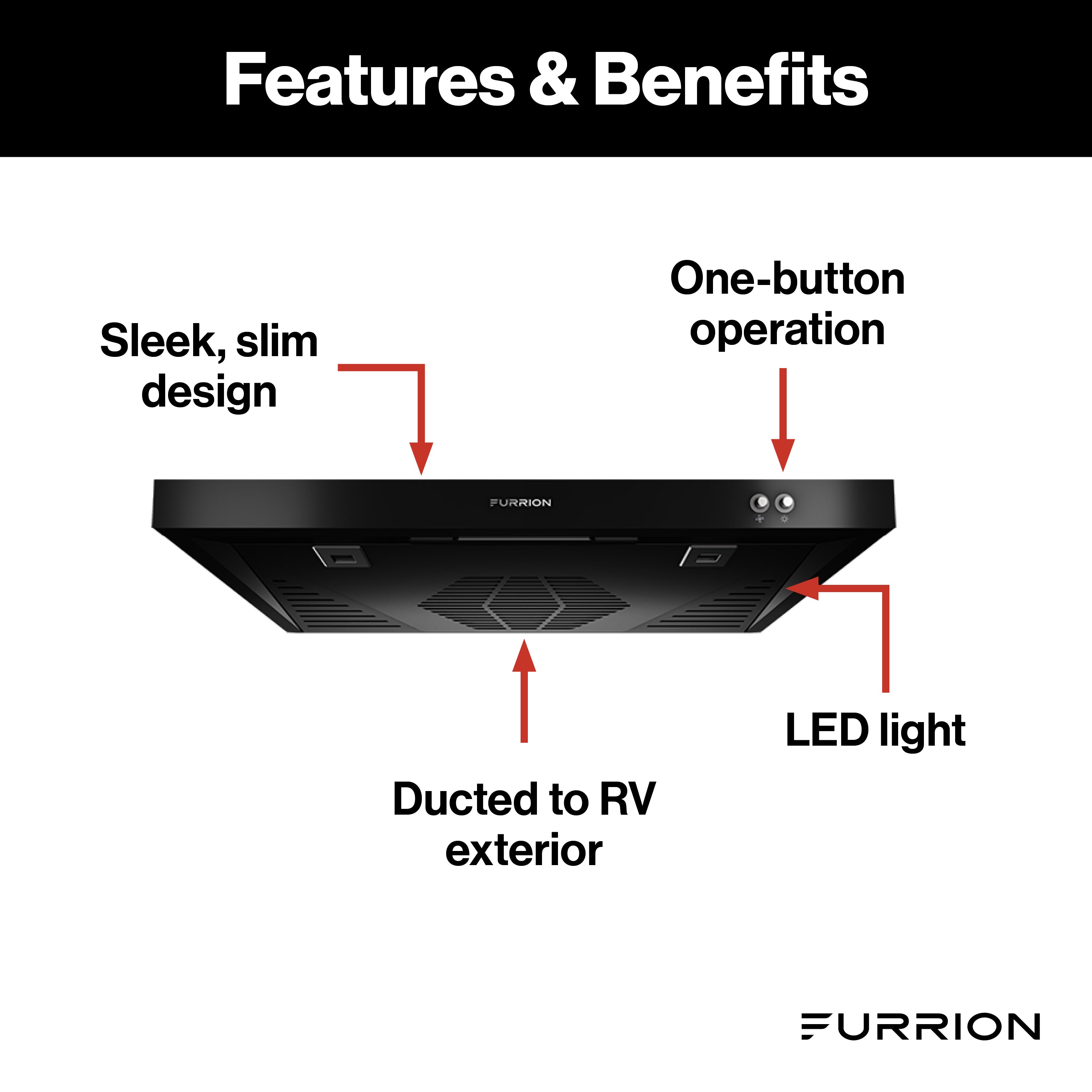 Furrion 12V Ductless RV Range Hood with Charcoal Filter
