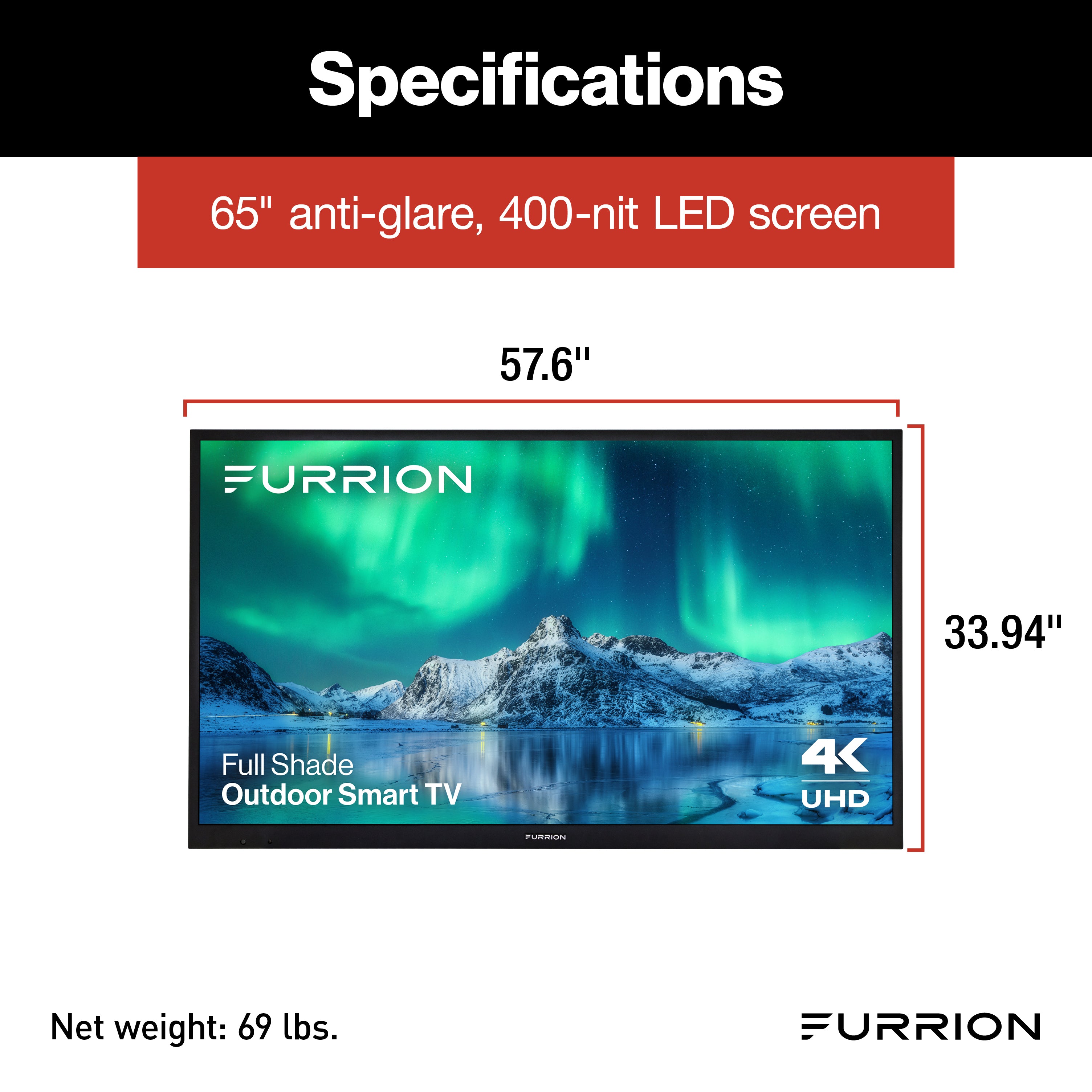 Furrion Aurora® Full-Shade 4K LED Outdoor Smart TV