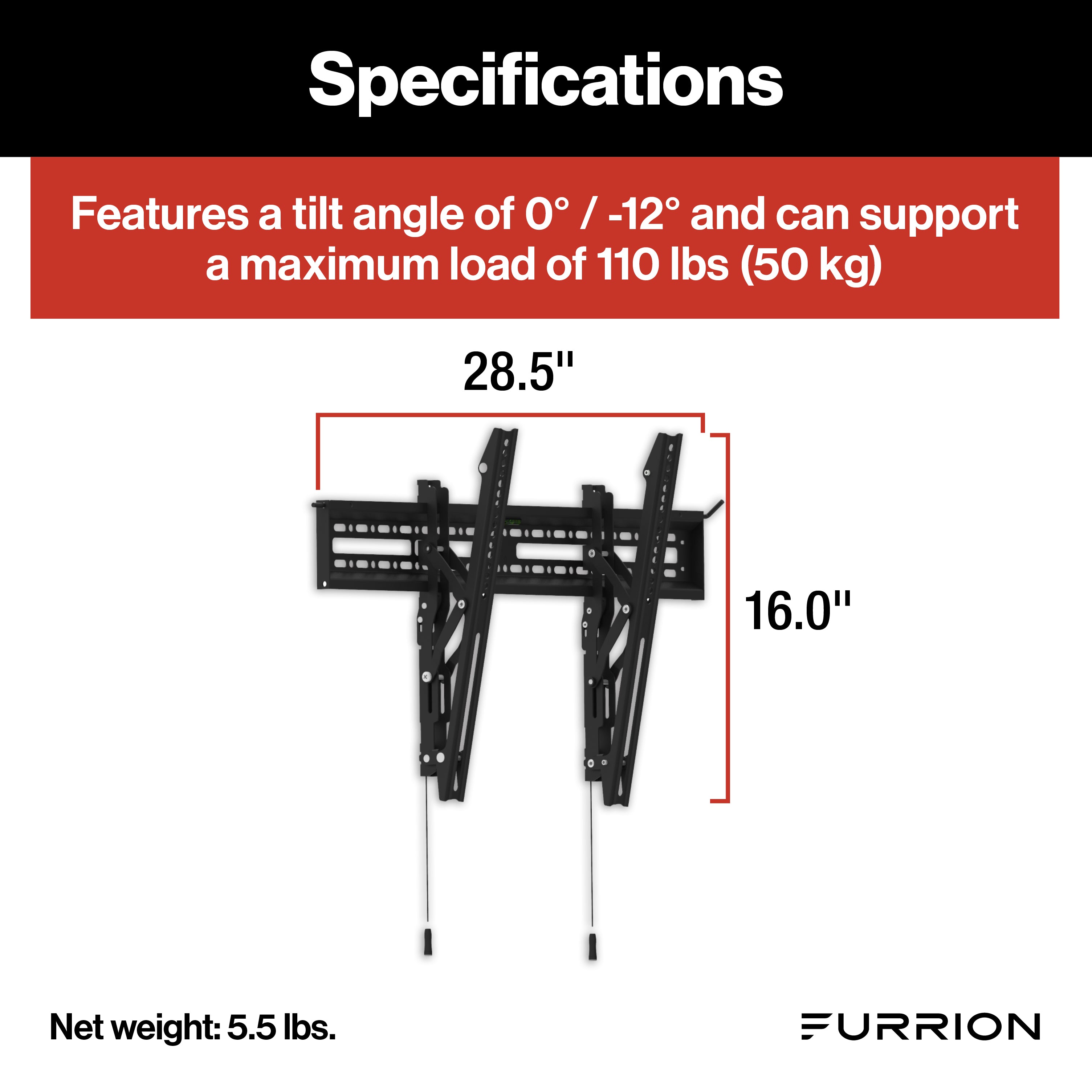 Furrion Aurora® Universal Outdoor TV Fixed Tilt Mount - For 43-65” TVs #F2AA002ABBK