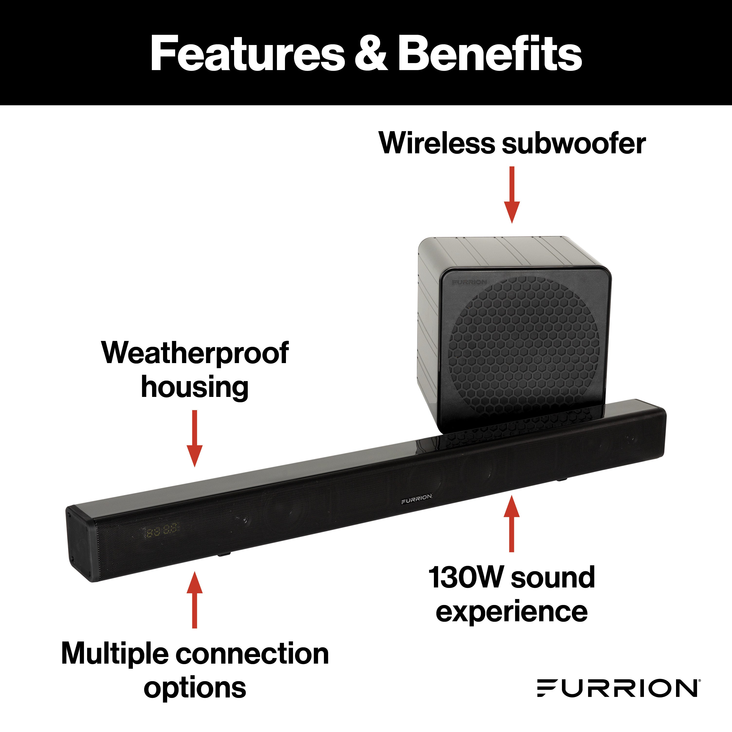 Furrion Aurora® 2.1 Outdoor Soundbar Speaker with Wireless Subwoofer #FSBNN30MX