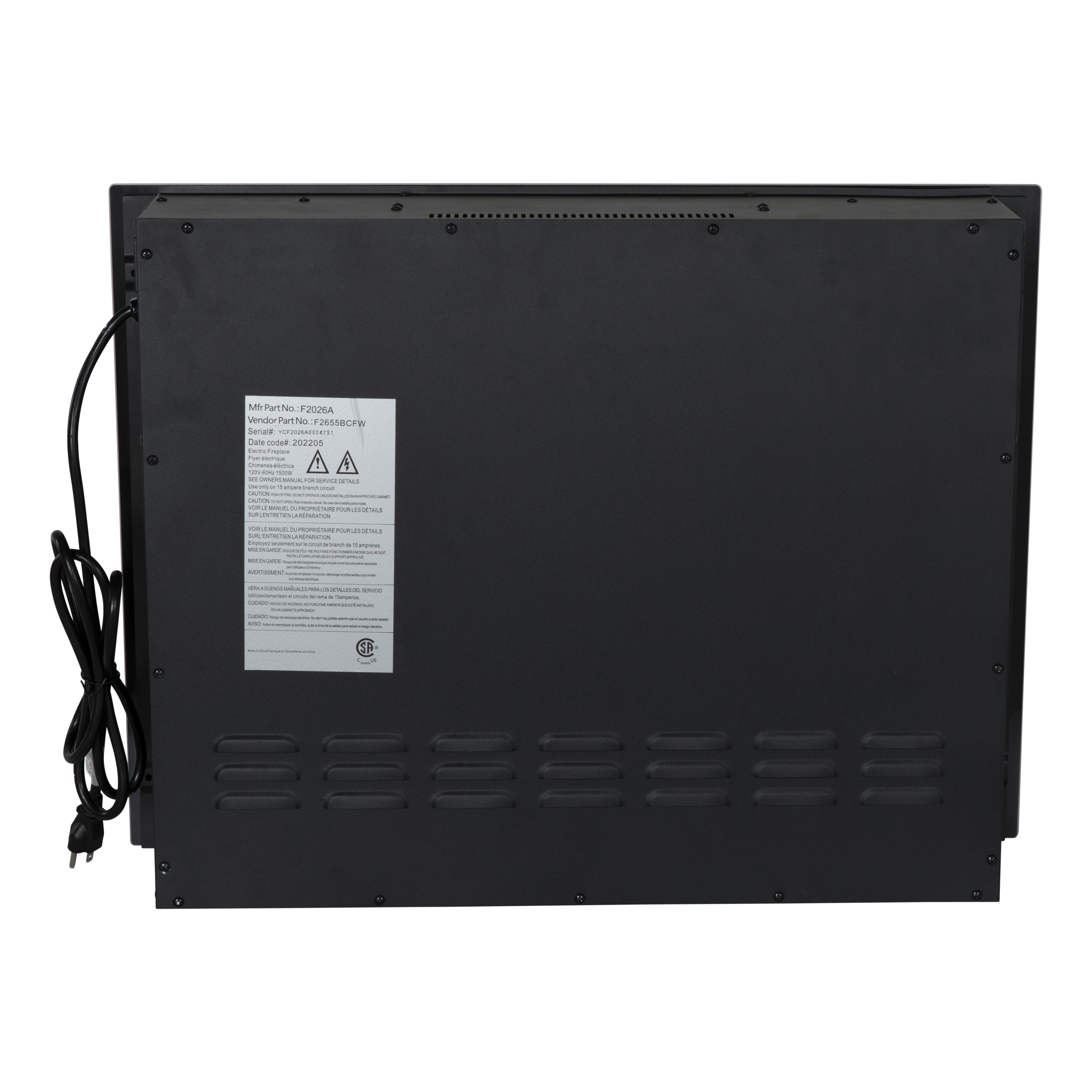 Greystone® 3-Color Crystal LED Wall Mount Fireplace - 26" with Remote #F2655BCFW