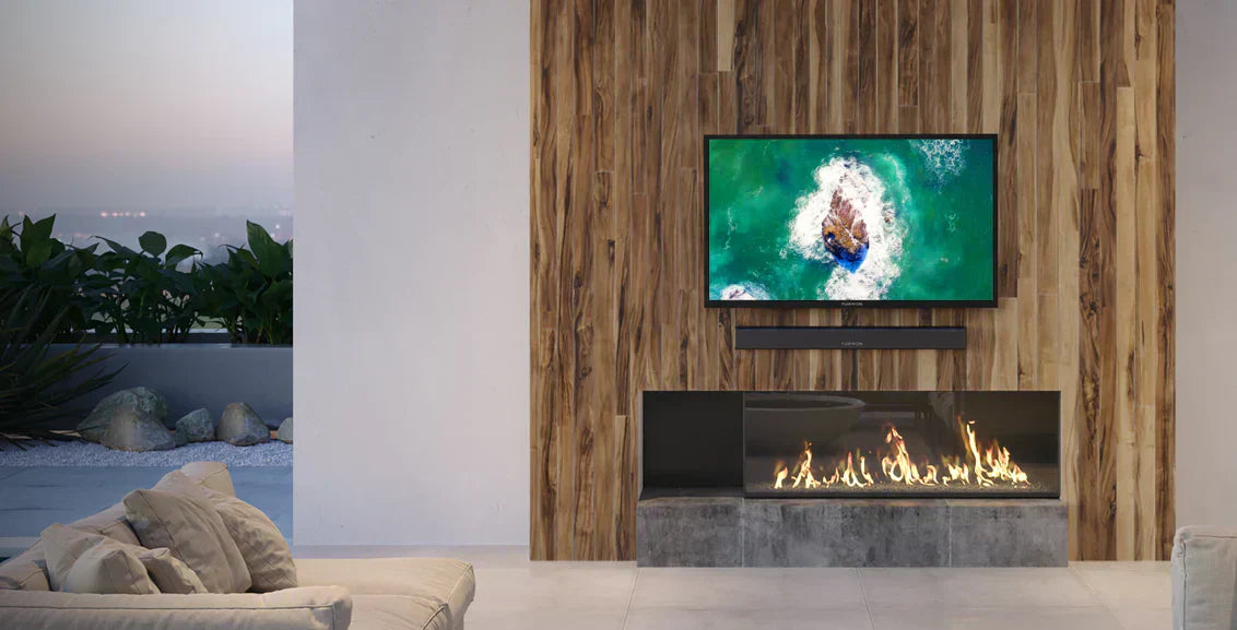 Furrion Outdoor TV Ideas Entertainment Space Fireplace