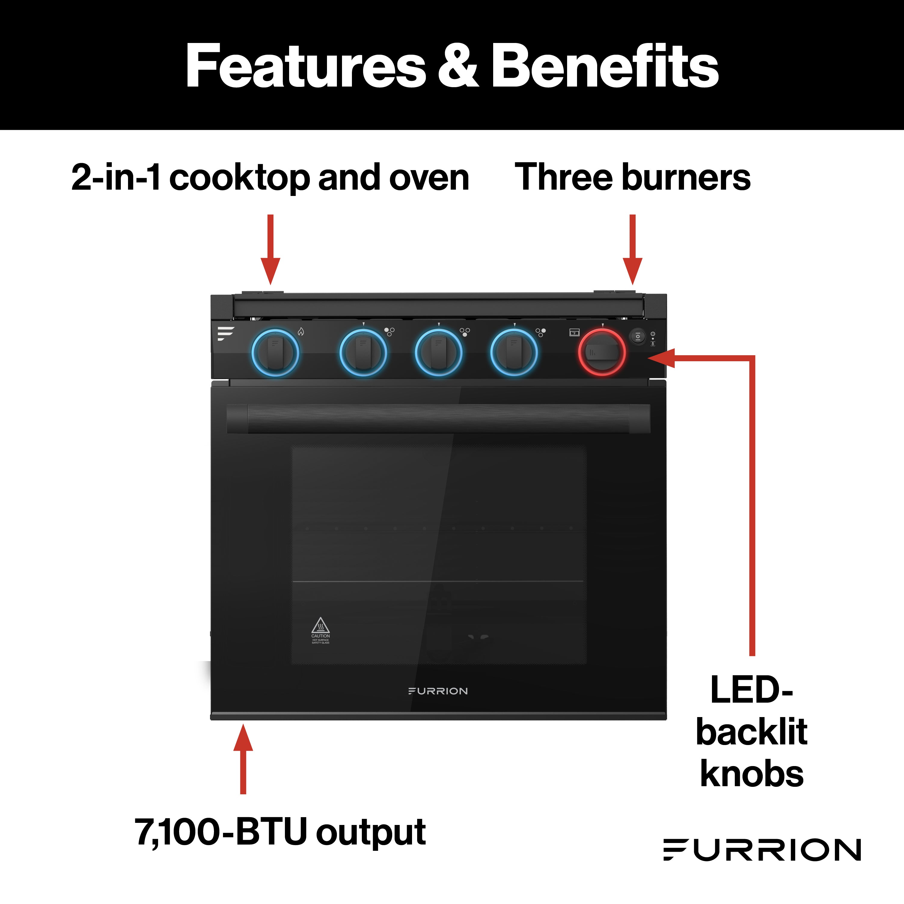 Furrion 2-in-1 RV Gas Range Oven - 21"