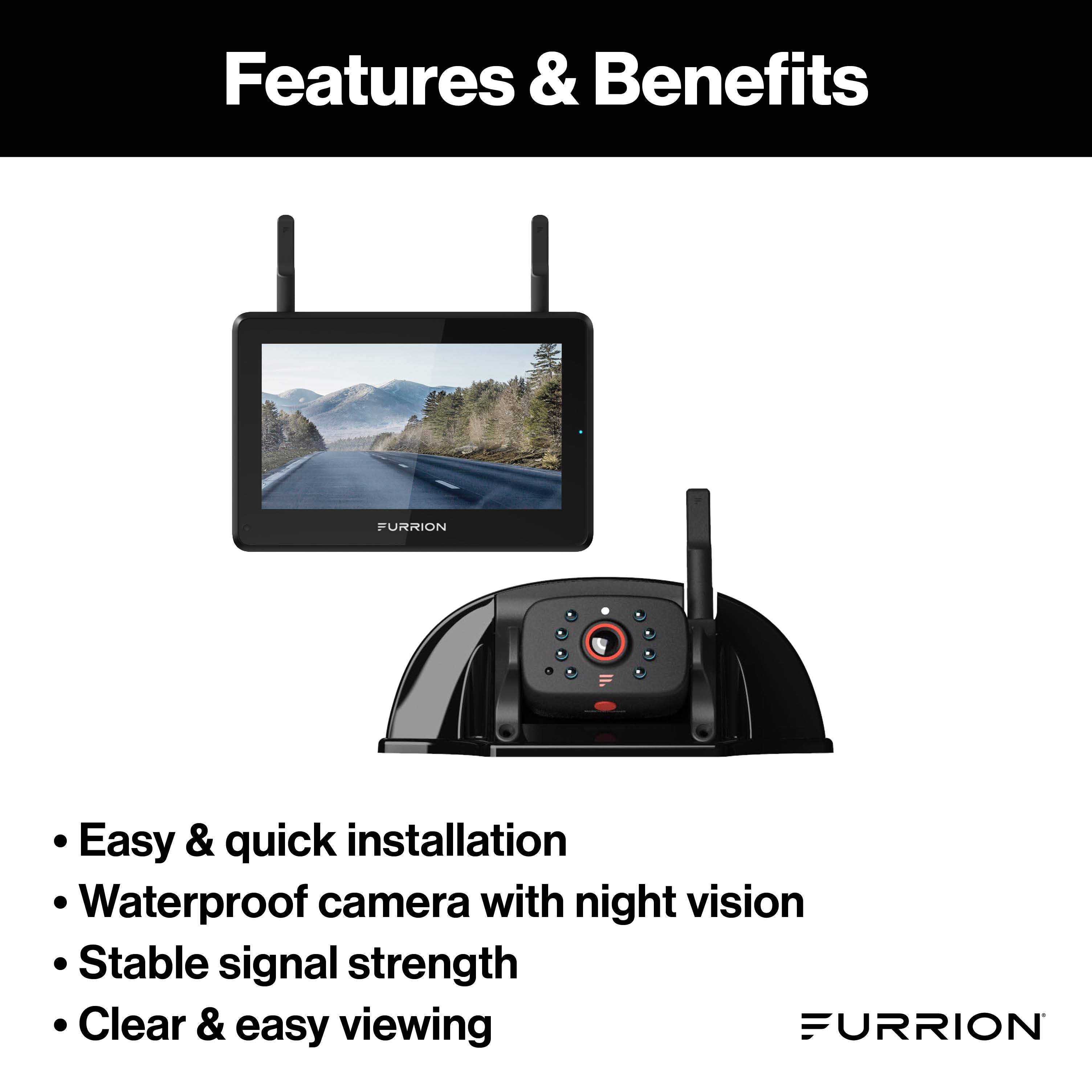 Furrion Vision S®+ RV Backup Camera System - 5" Monitor, Rear Sharkfin Camera #FOS5HTASF