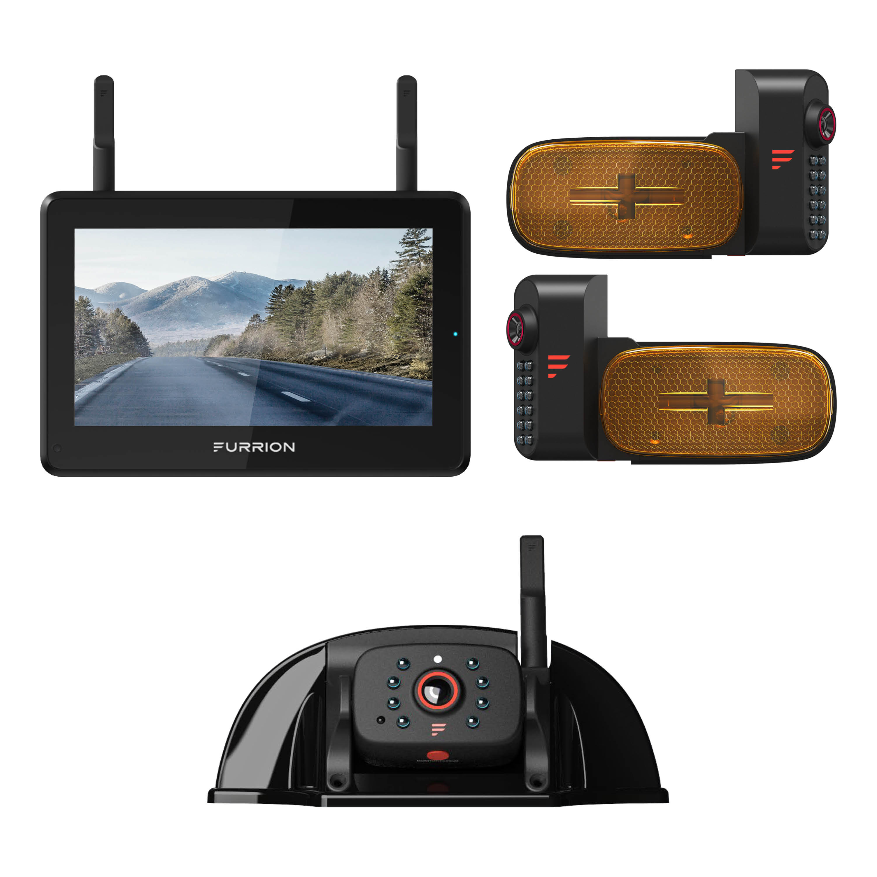 Furrion Vision S®+ RV Observation System - 7" Monitor, Side Cameras with LED Marker Lights, Sharkfin Camera #FOS7HTAEN