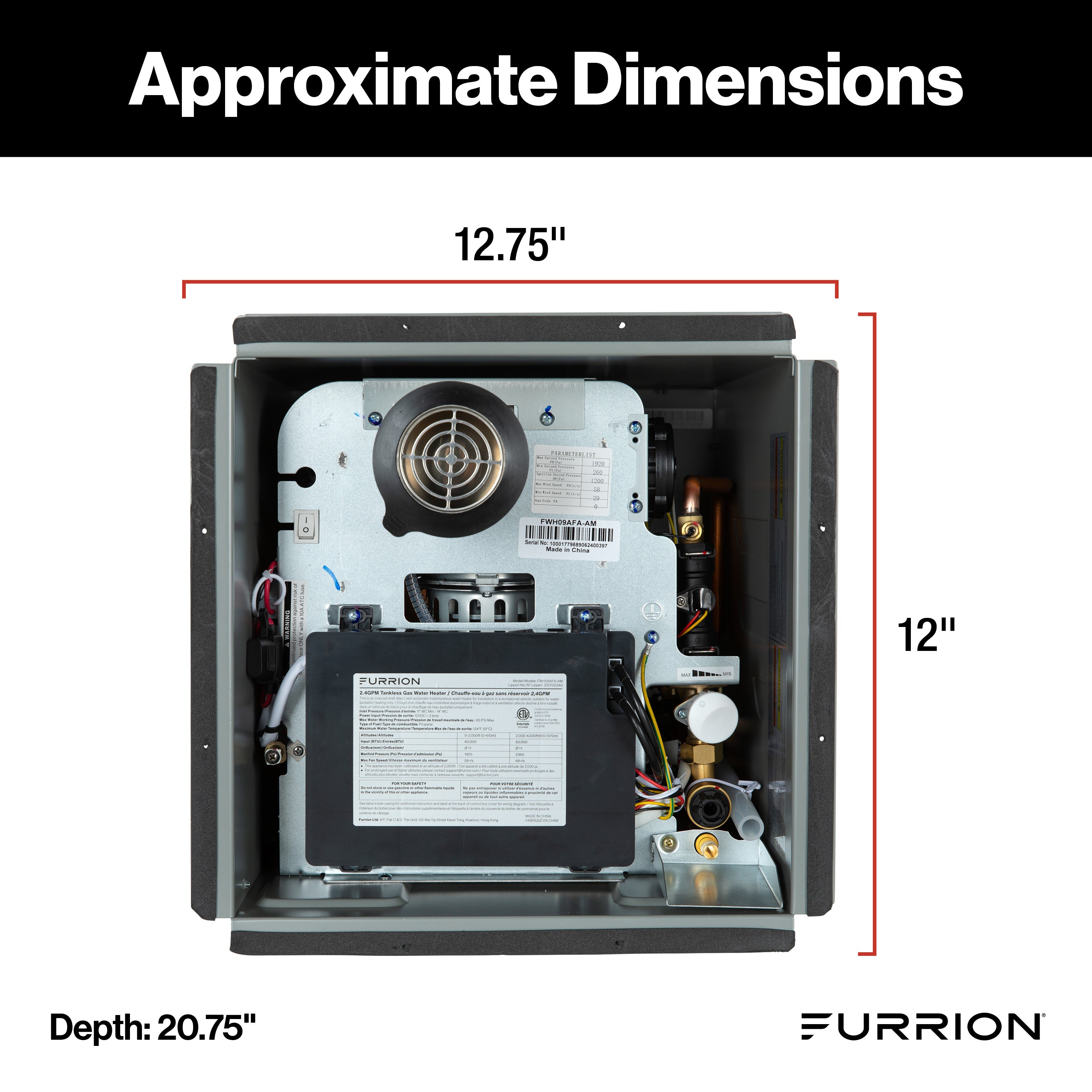 Furrion Tankless Gas Water Heater with Antifreeze Protection - 2.4GPM, White #FWH09AFA-AM